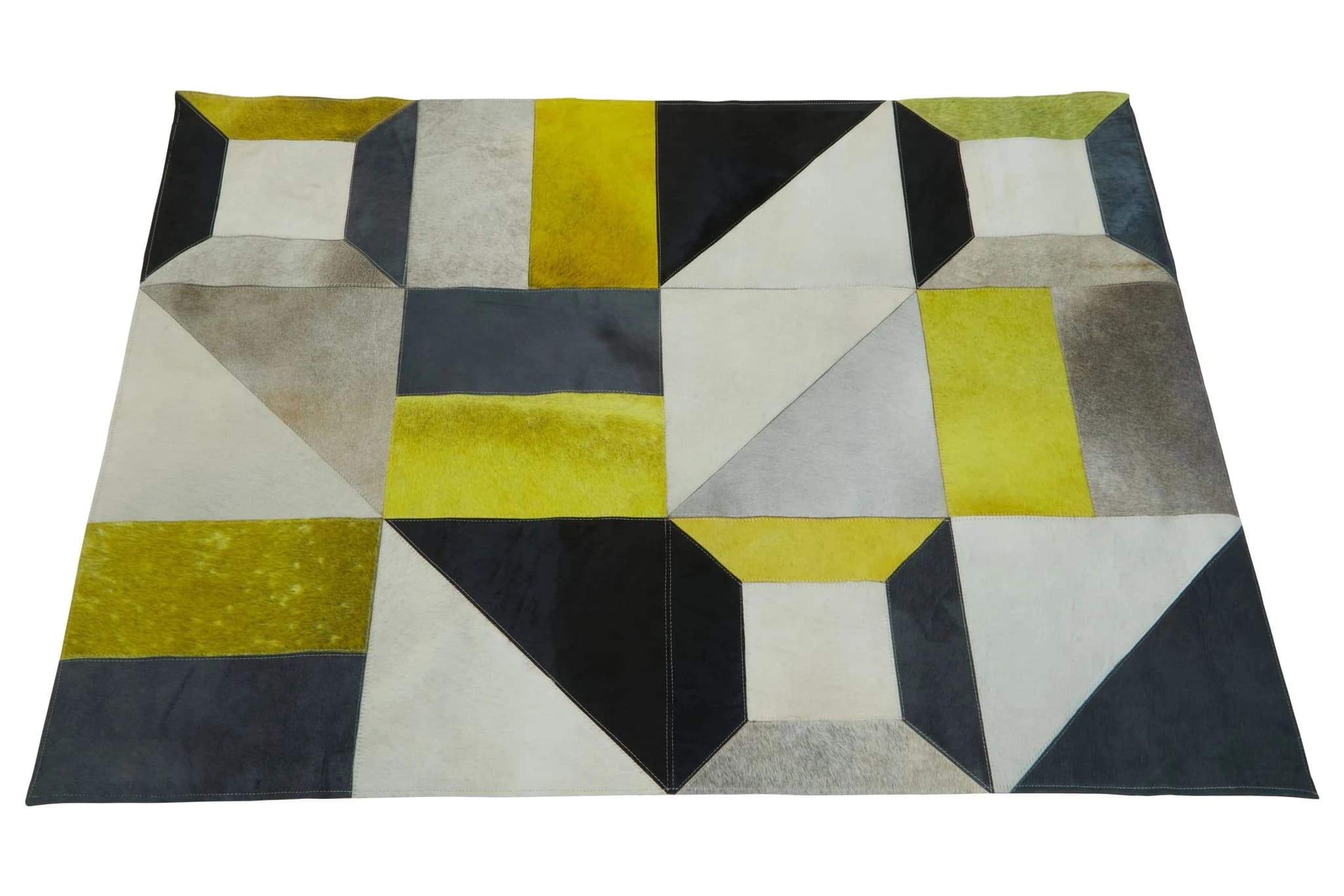 Bosie Safira Small Abstract Hair on Leather Patchwork Rug - Decorative, photo 7 of 8