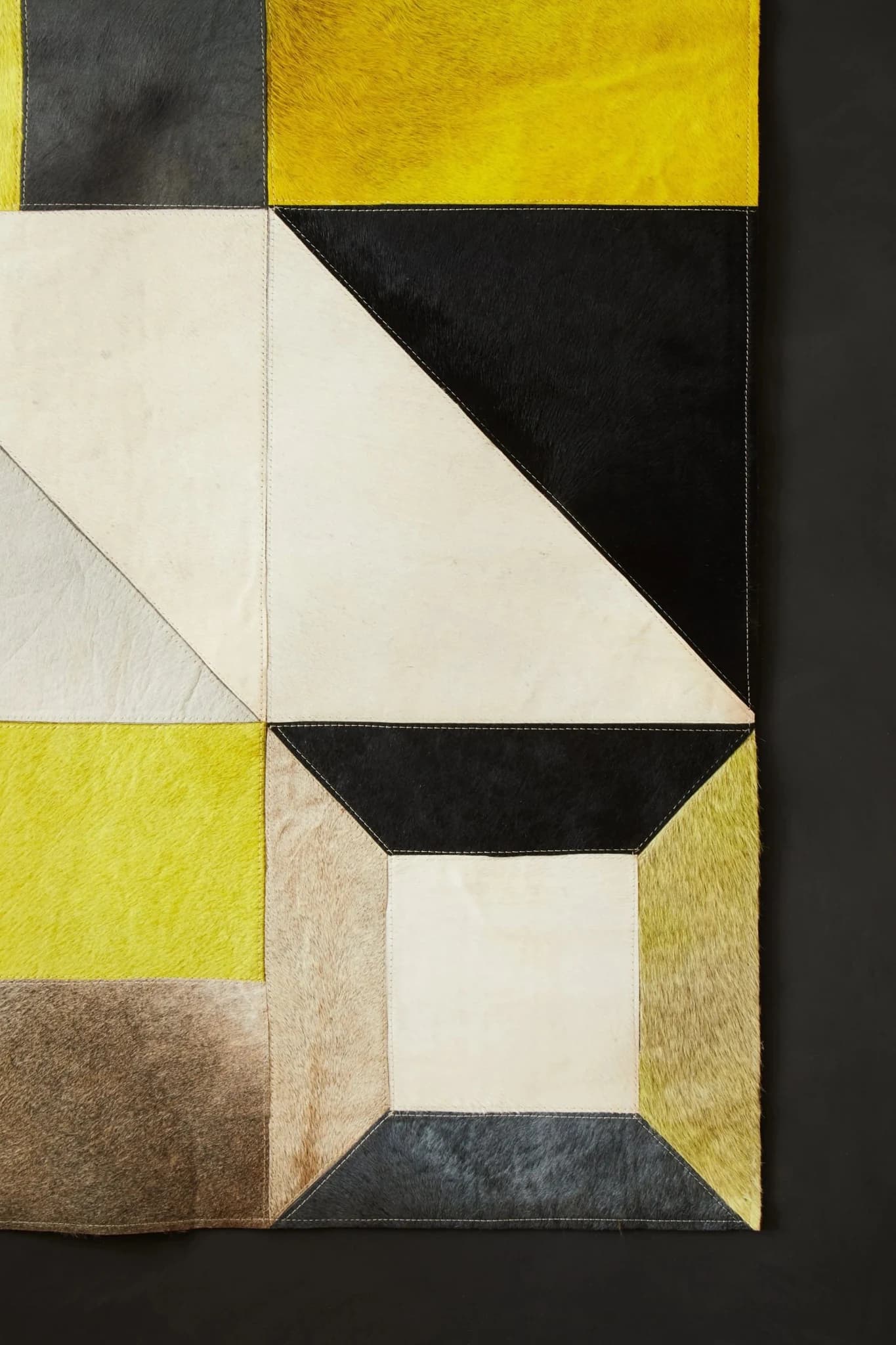 Bosie Safira Small Abstract Hair on Leather Patchwork Rug - Decorative, photo 6 of 8