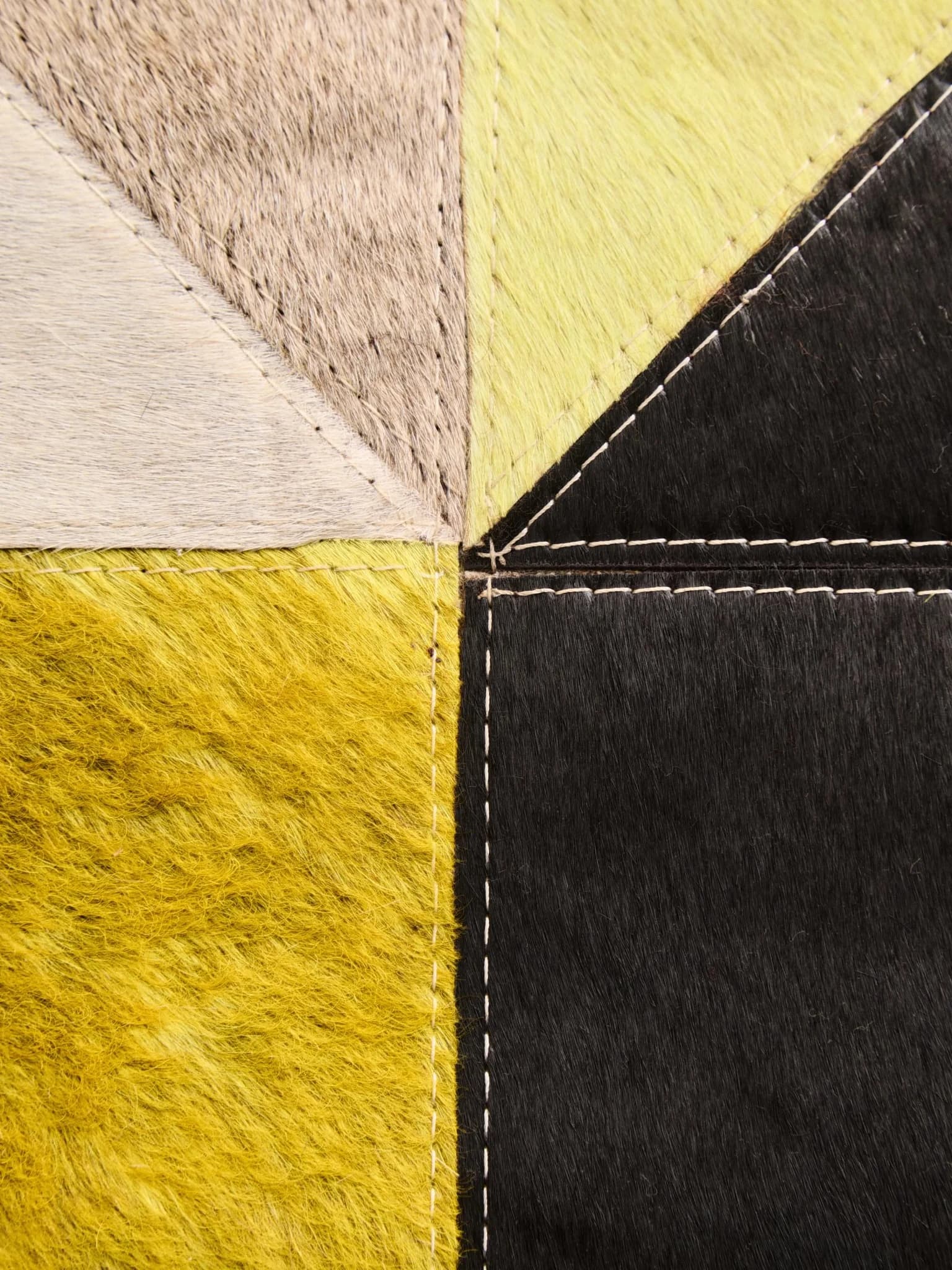 Bosie Safira Small Abstract Hair on Leather Patchwork Rug - Decorative, photo 2 of 8
