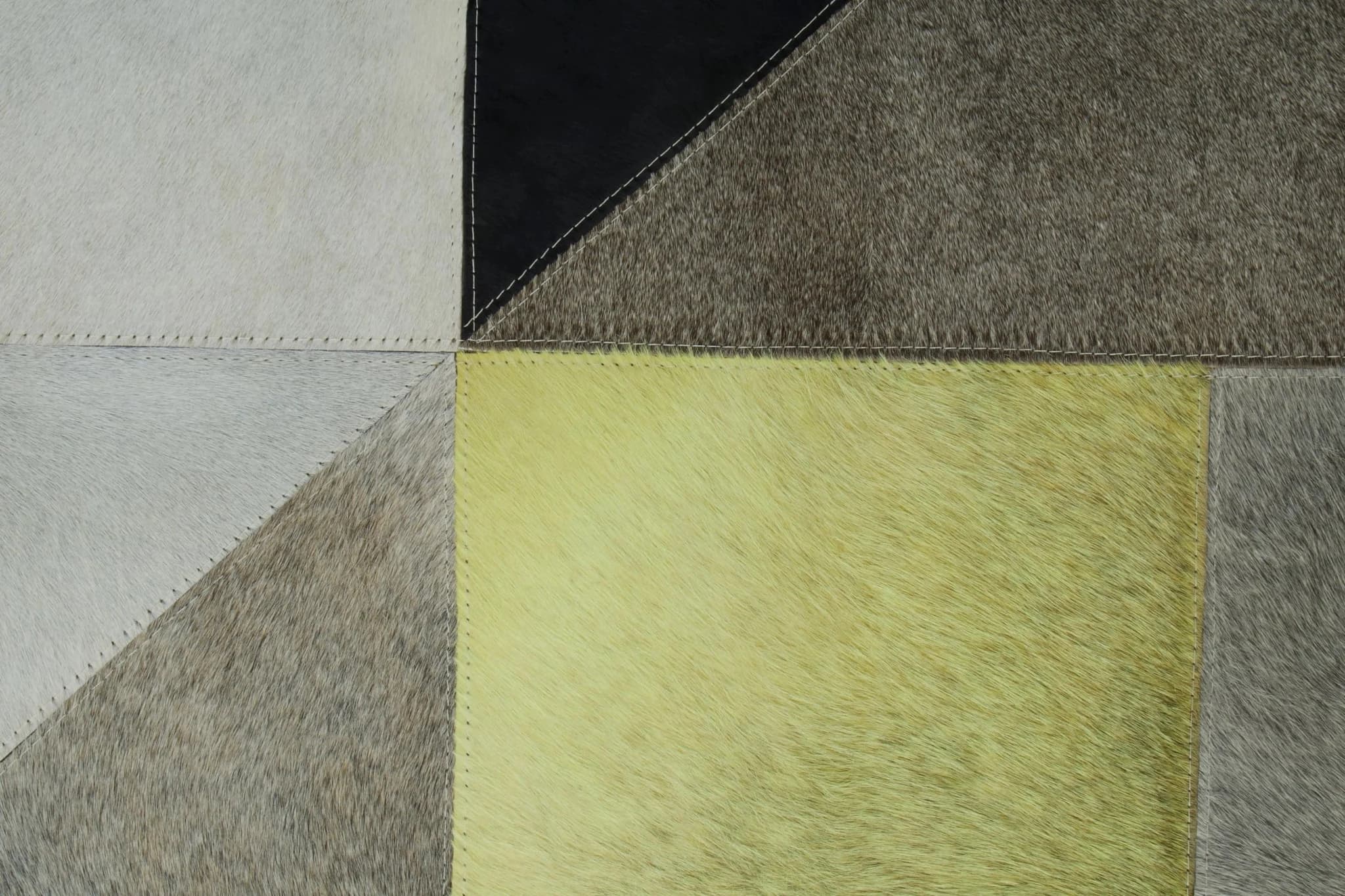 Bosie Safira Large Abstract Hair on Leather Patchwork Rug - Decorative, photo 7 of 8