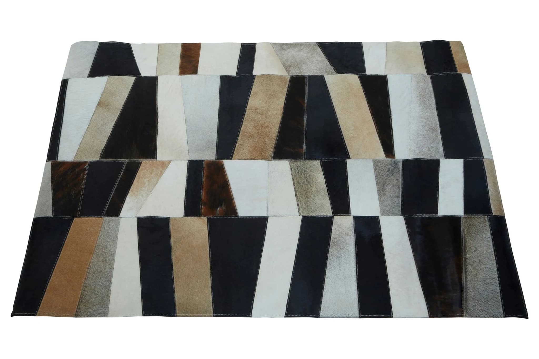 Bosie Safira Neutral Colourblock Hair on Leather Small Rug - Decorative, photo 7 of 8