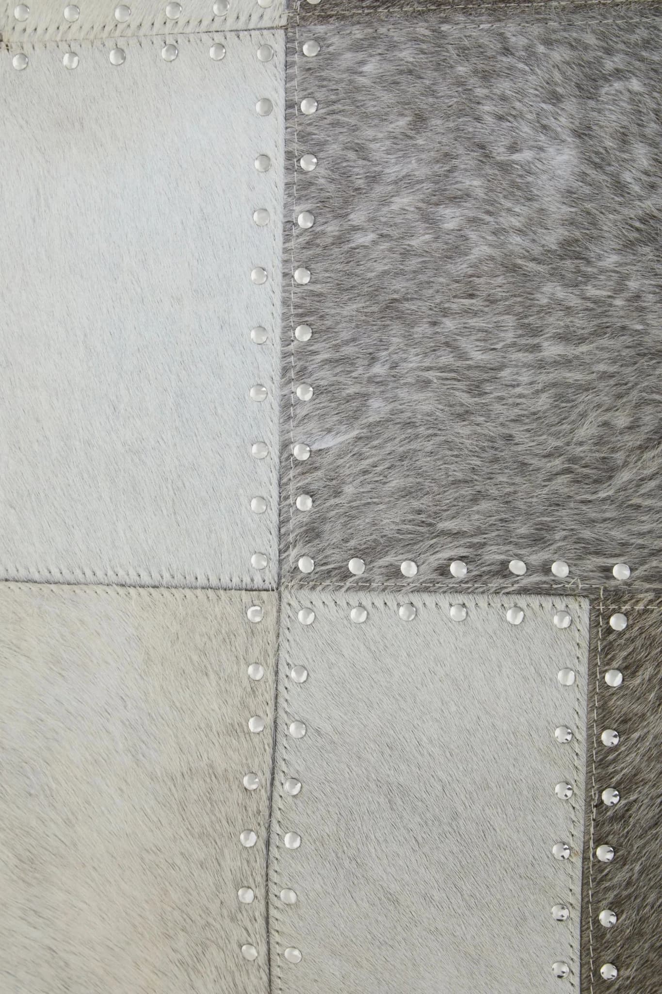 Bosie Safira Grey Hair on Leather Patchwork with Studs Small Rug - Decorative, photo 5 of 6
