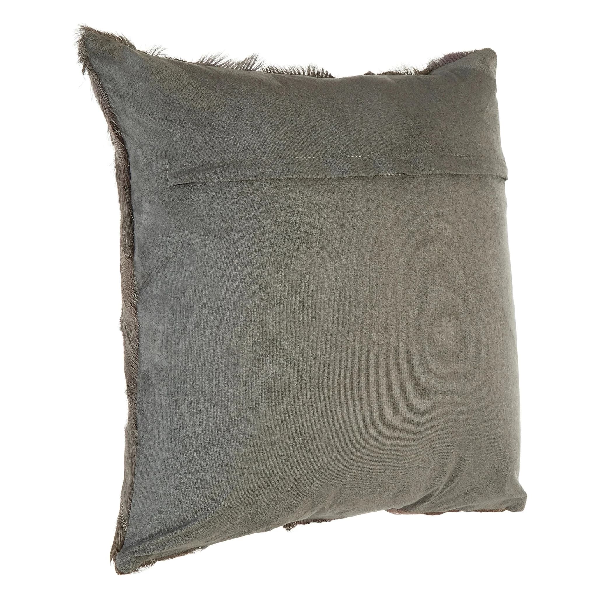 Bosie Safira Grey Chevron Hair on Leather Patchwork Cushion - Decorative, photo 4 of 6