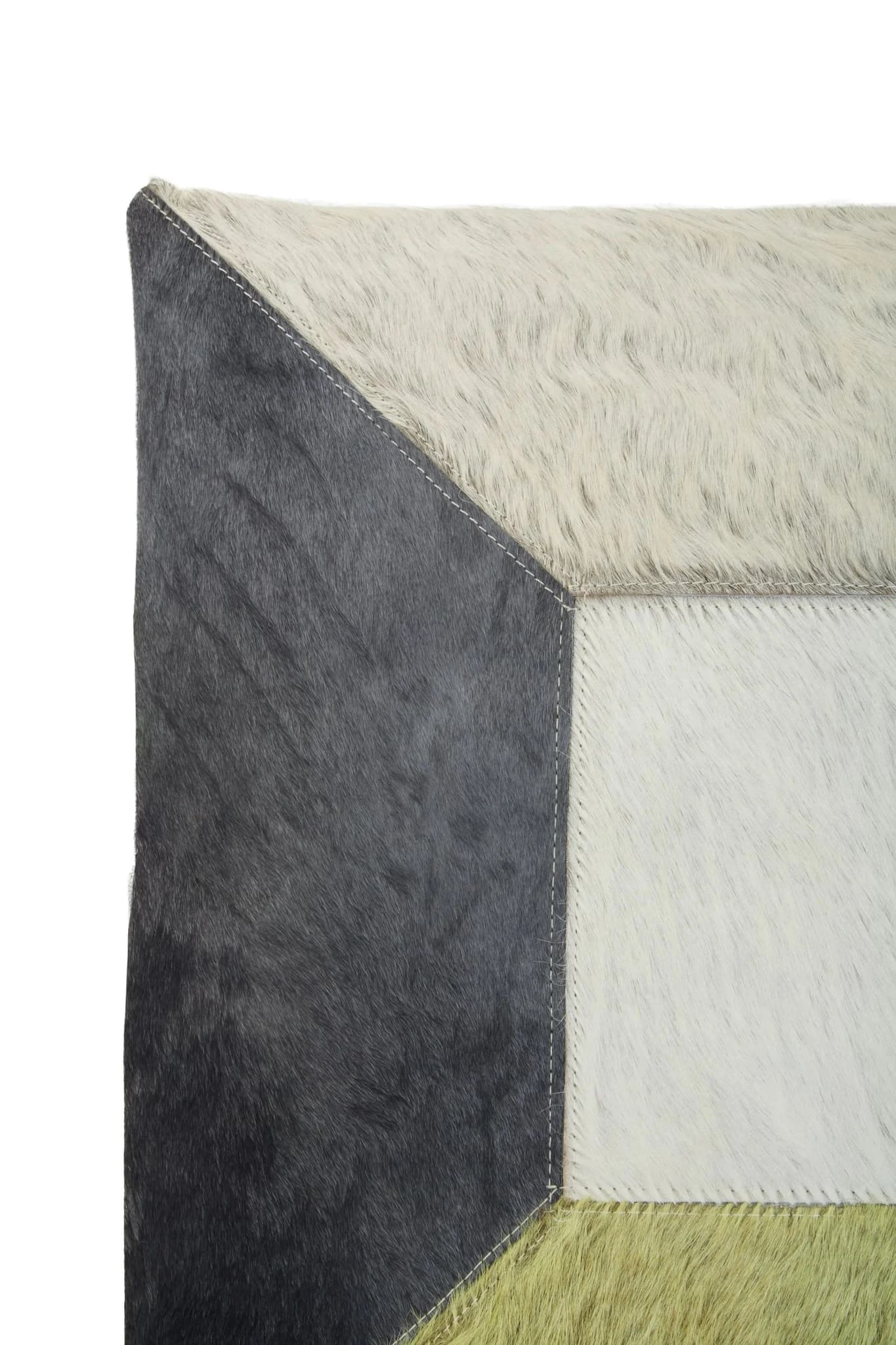 Bosie Safira Geometric Hair on Leather Patchwork Cushion - Decorative, photo 8 of 8