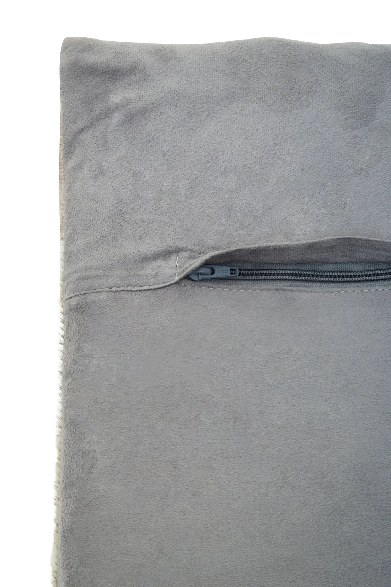 Bosie Safira Grey Hair on Leather Patchwork with Studs Cushion - Decorative, photo 6 of 6