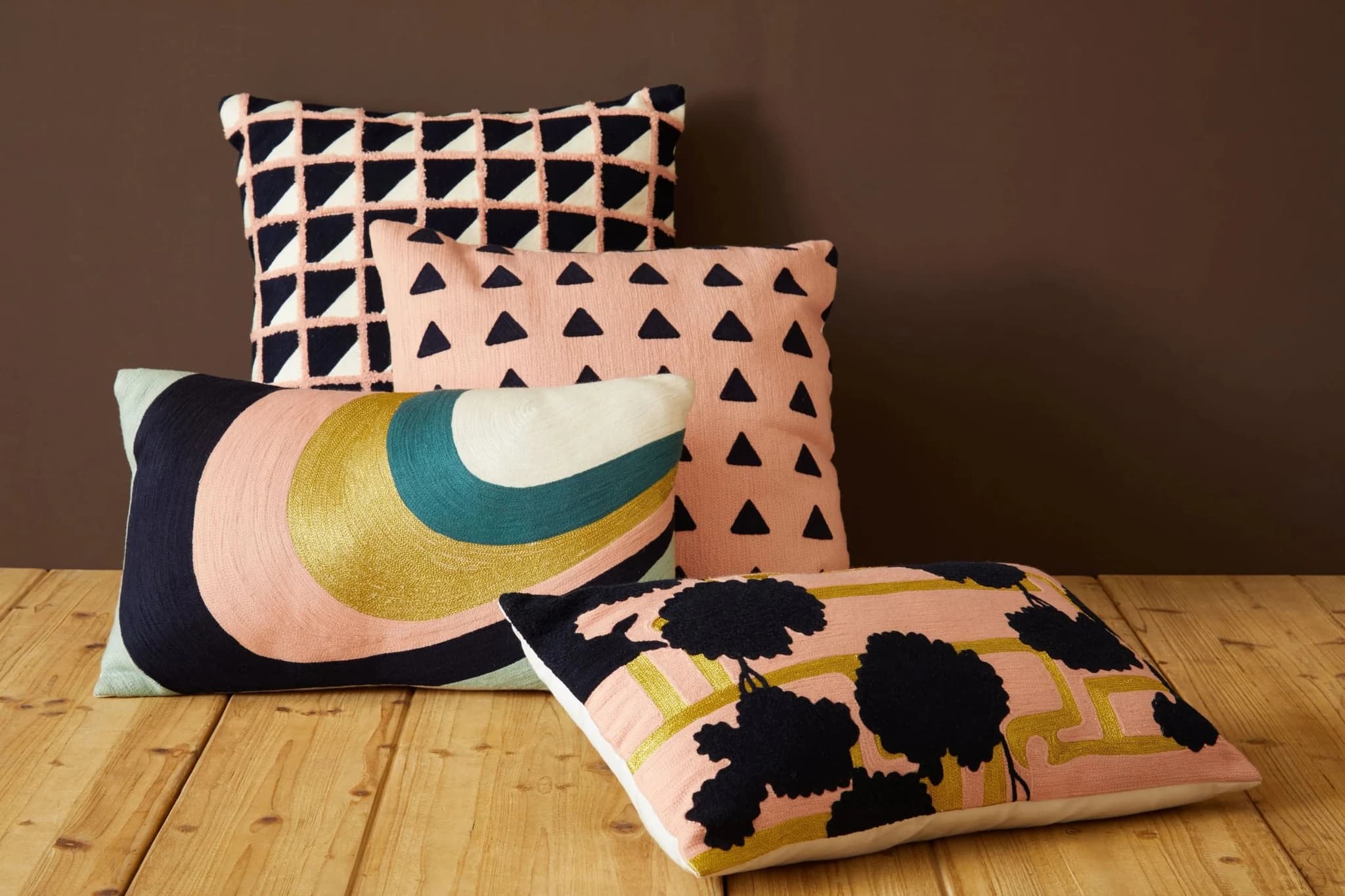 Bosie Ozella Multi Colour Abstract Arc Design Rectangular Cushion - Decorative, photo 6 of 8