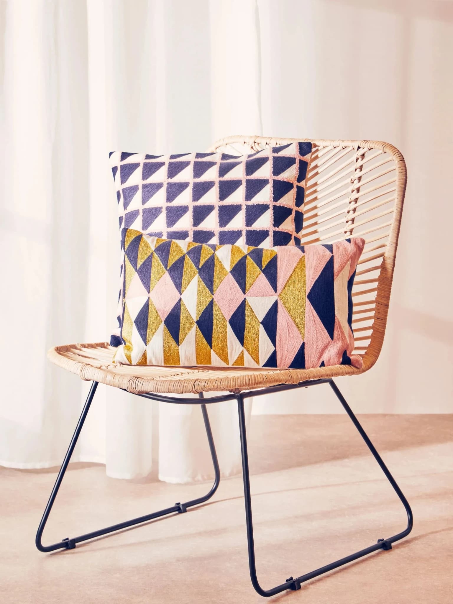 Bosie Ozella Pink and Black Grid Design Square Cushion - Decorative, photo 3 of 8