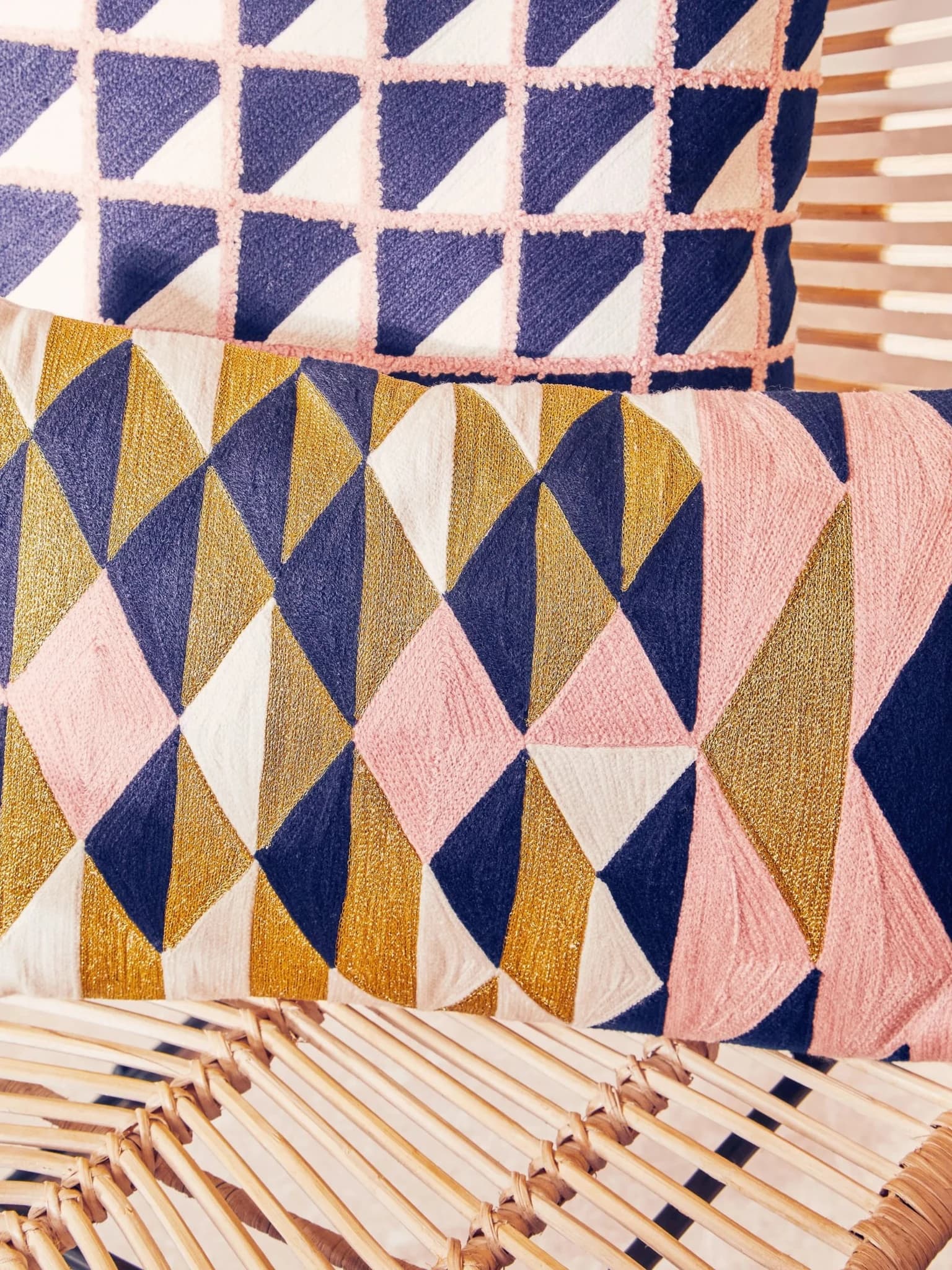Bosie Ozella Pink and Black Grid Design Square Cushion - Decorative, photo 2 of 8