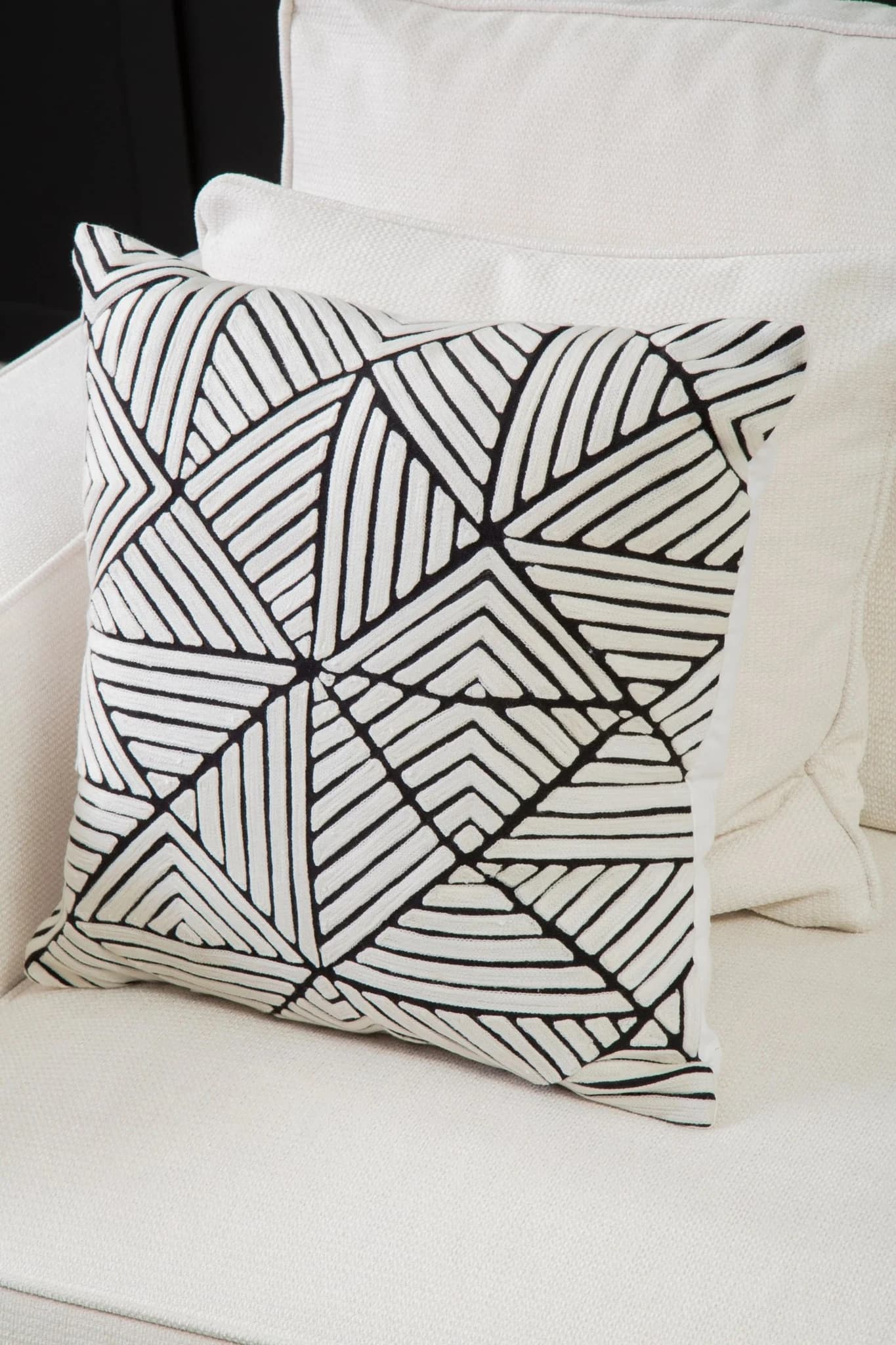 Bosie Ozella Black and Geometric Maze Design Square Cushion - Decorative, photo 6 of 8