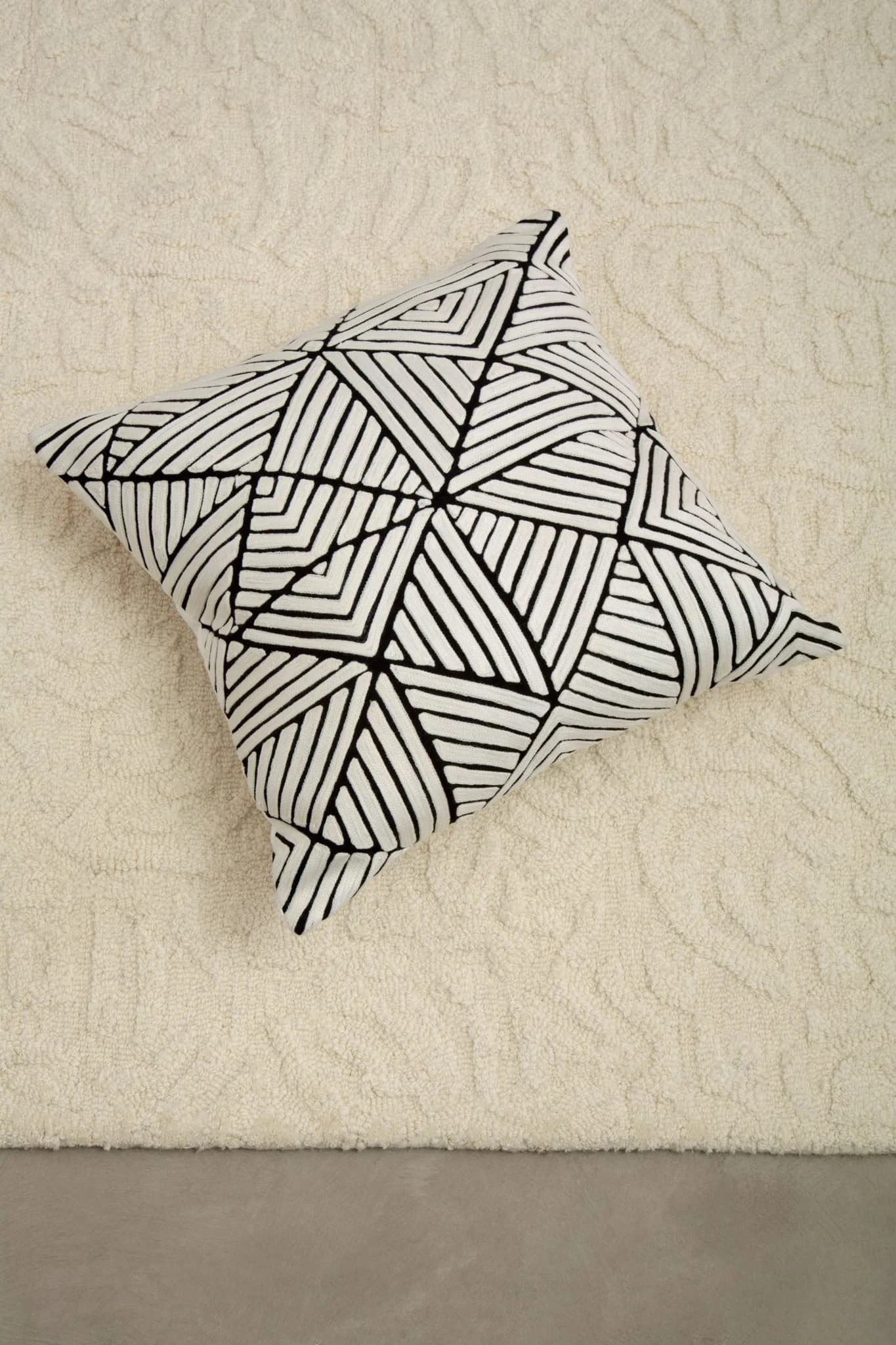 Bosie Ozella Black and Geometric Maze Design Square Cushion - Decorative, photo 3 of 8