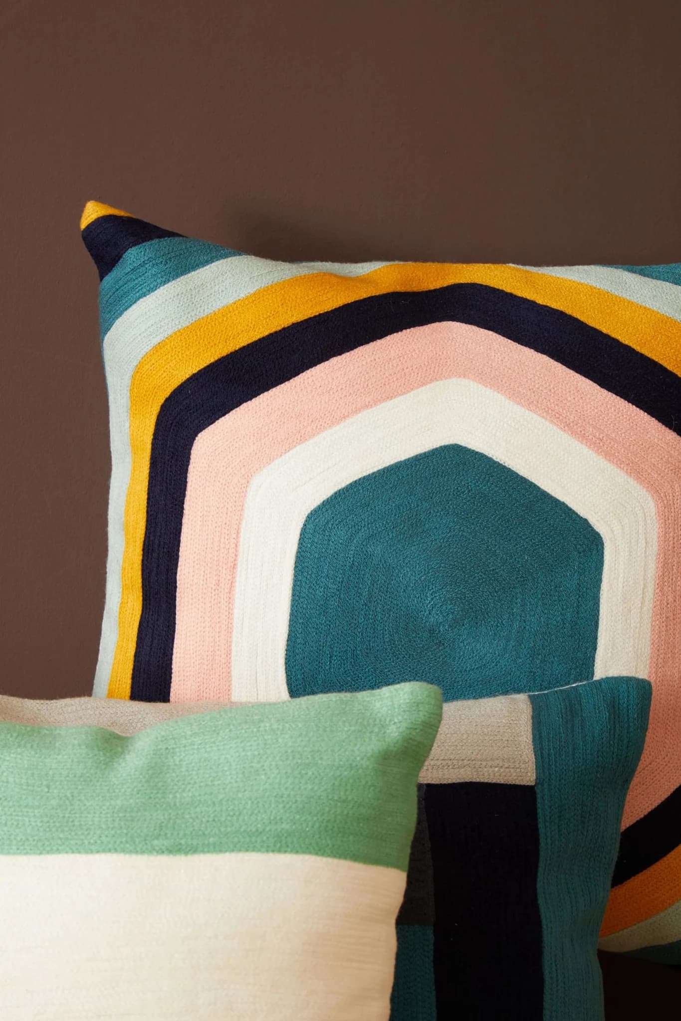 Bosie Ozella Teal and Mustard Hexagonal Design Square Cushion - Decorative, photo 4 of 8