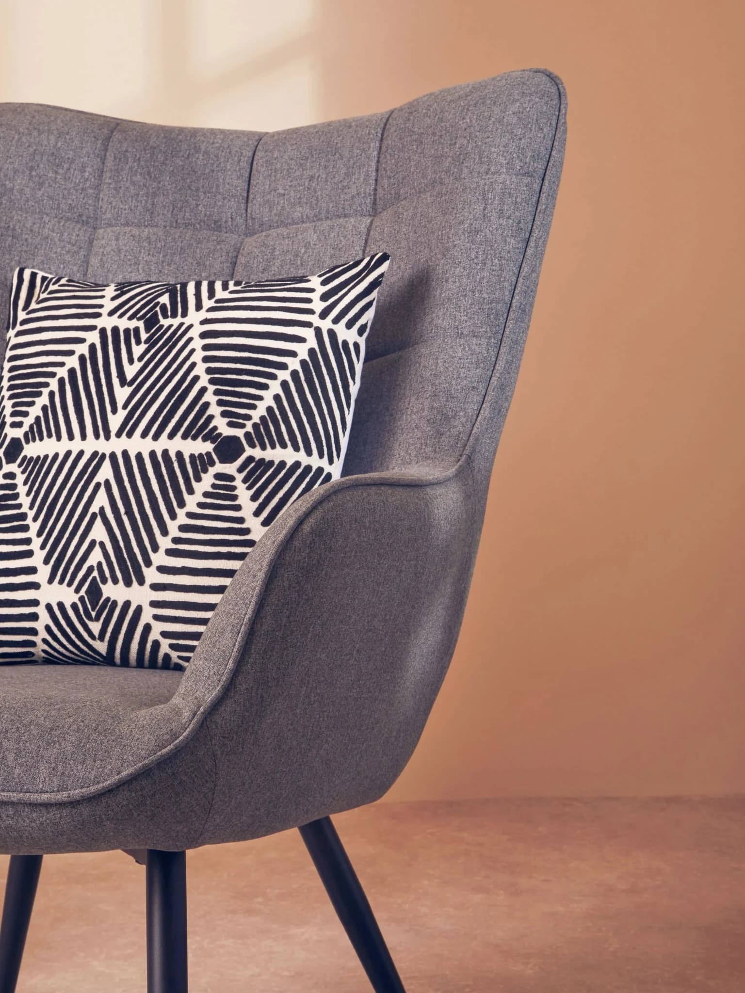 Bosie Ozella Black And White Kaleidoscope Stripe Square Cushion - Decorative, photo 2 of 8