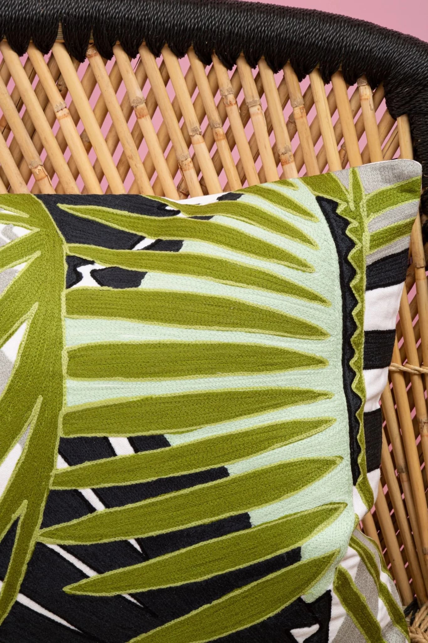 Bosie Ozella Green Botanical Design Square Cushion - Decorative, photo 8 of 8