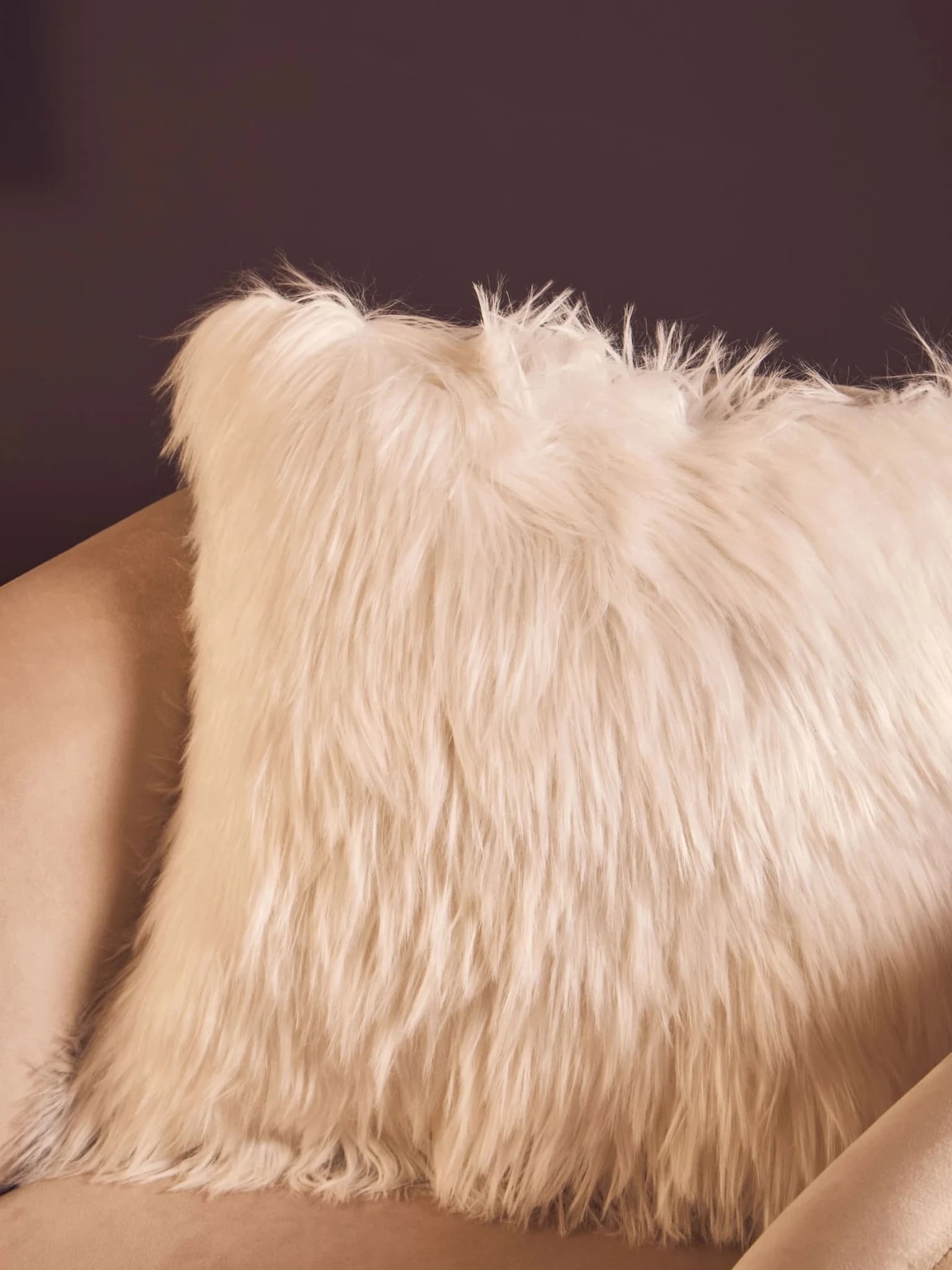 Bosie Lamina Cream Square Fur Cushion - Decorative, photo 3 of 8