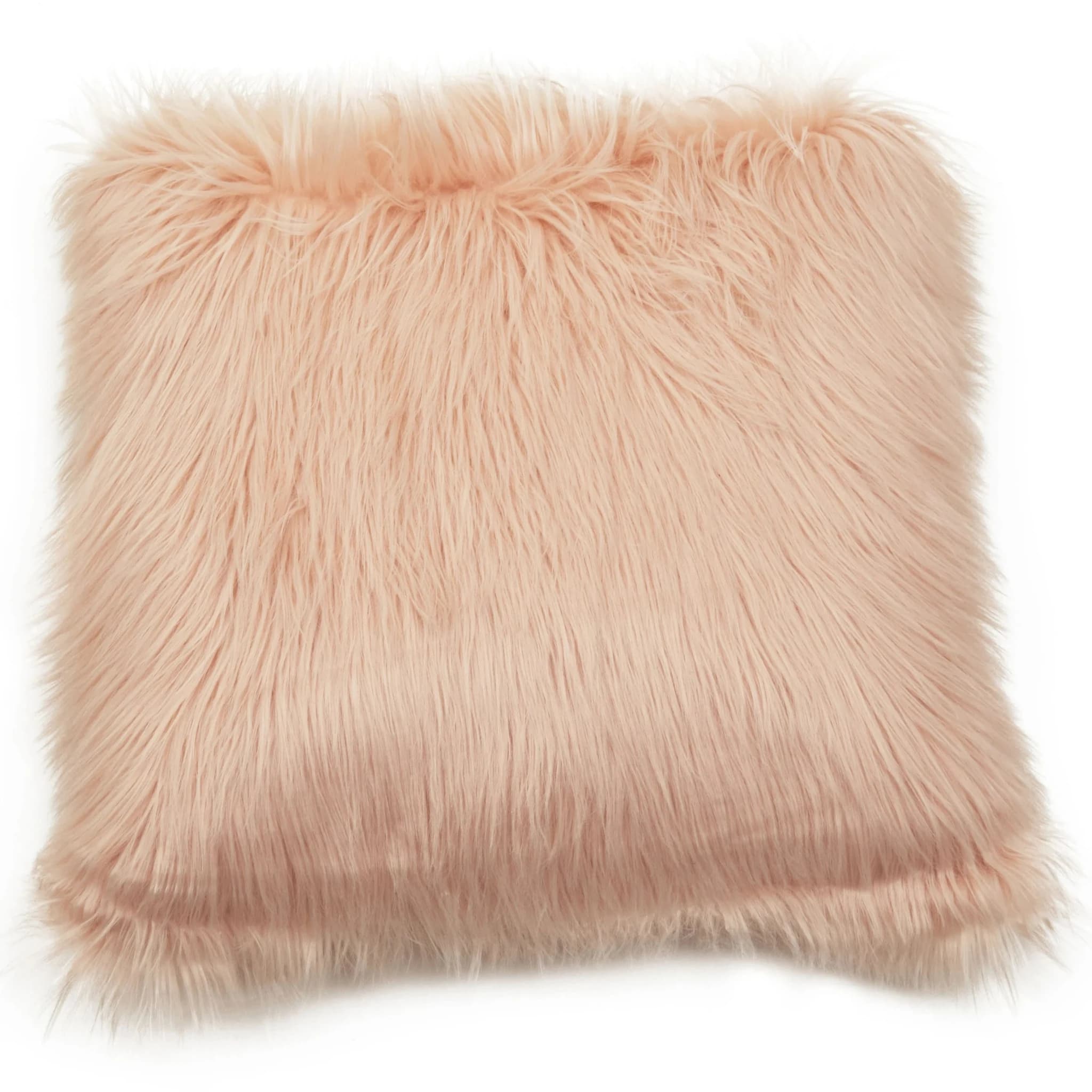Bosie Mongolian Faux Fur Pink Square Cushion - Decorative, photo 4 of 7