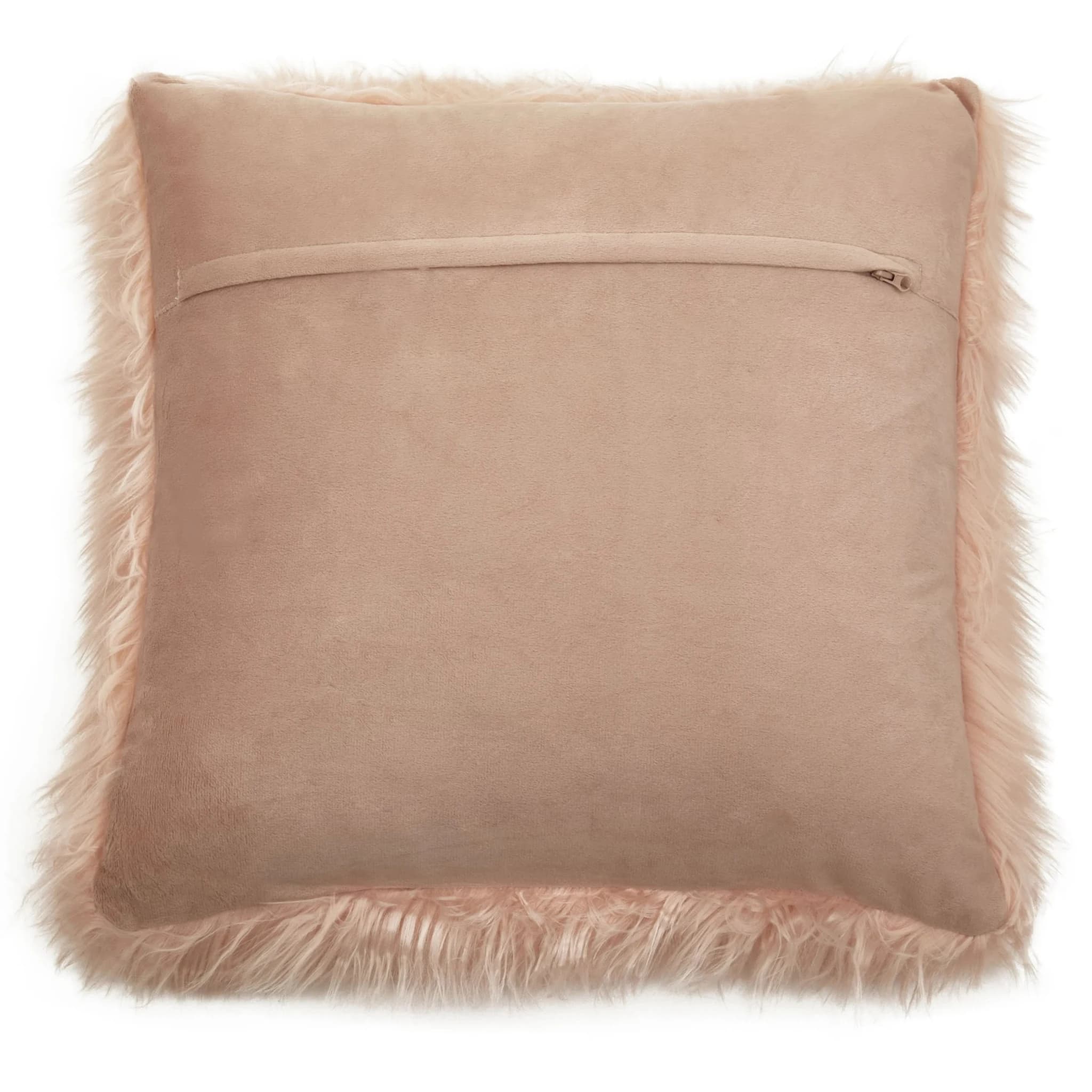 Bosie Mongolian Faux Fur Pink Square Cushion - Decorative, photo 3 of 7