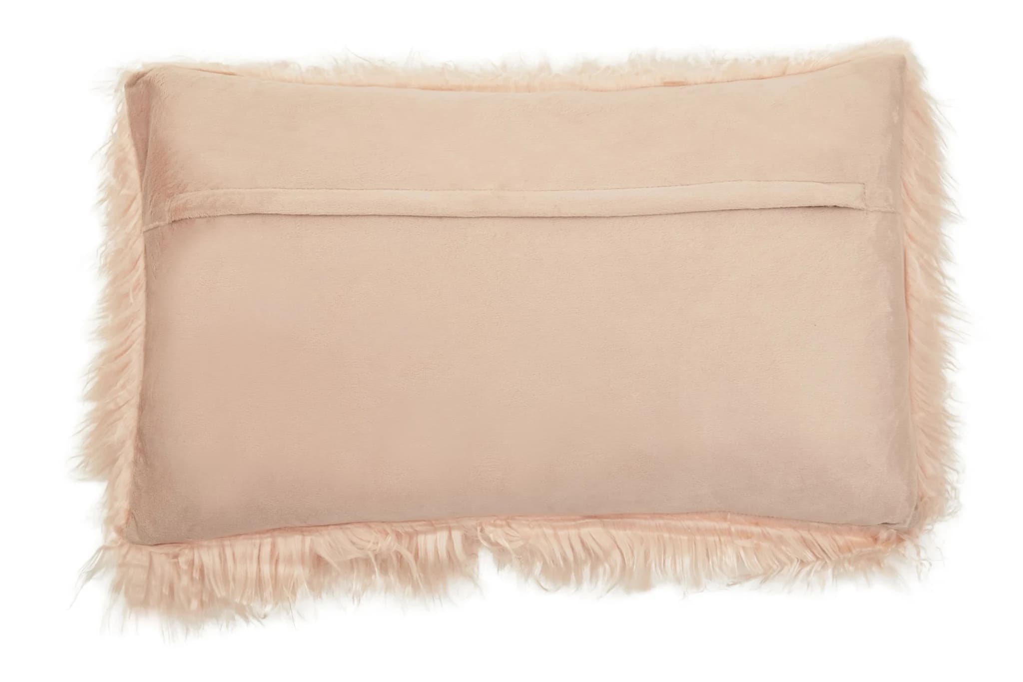 Bosie Mongolian Faux Fur Pink Rectangular Cushion - Decorative, photo 4 of 7
