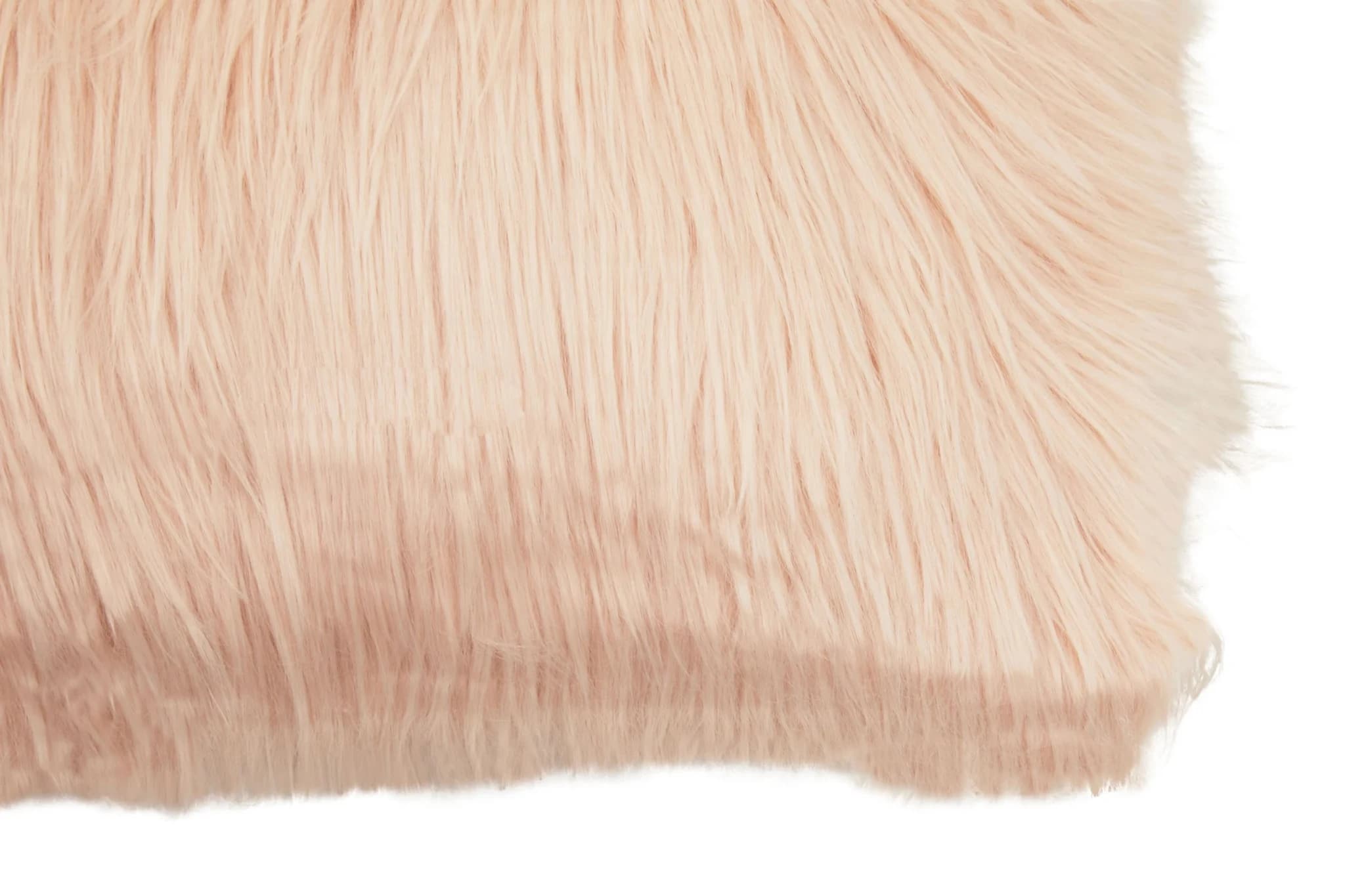 Bosie Mongolian Faux Fur Pink Rectangular Cushion - Decorative, photo 6 of 7