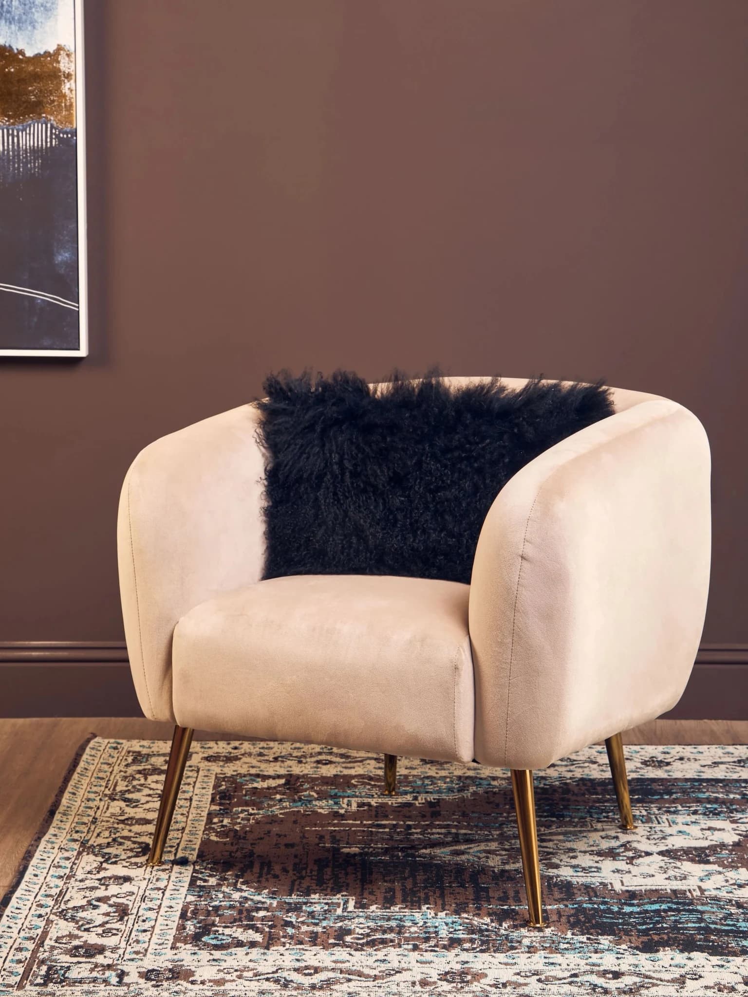 Bosie Real Mongolian Fur Black Rectangular Cushion - Decorative, photo 3 of 8