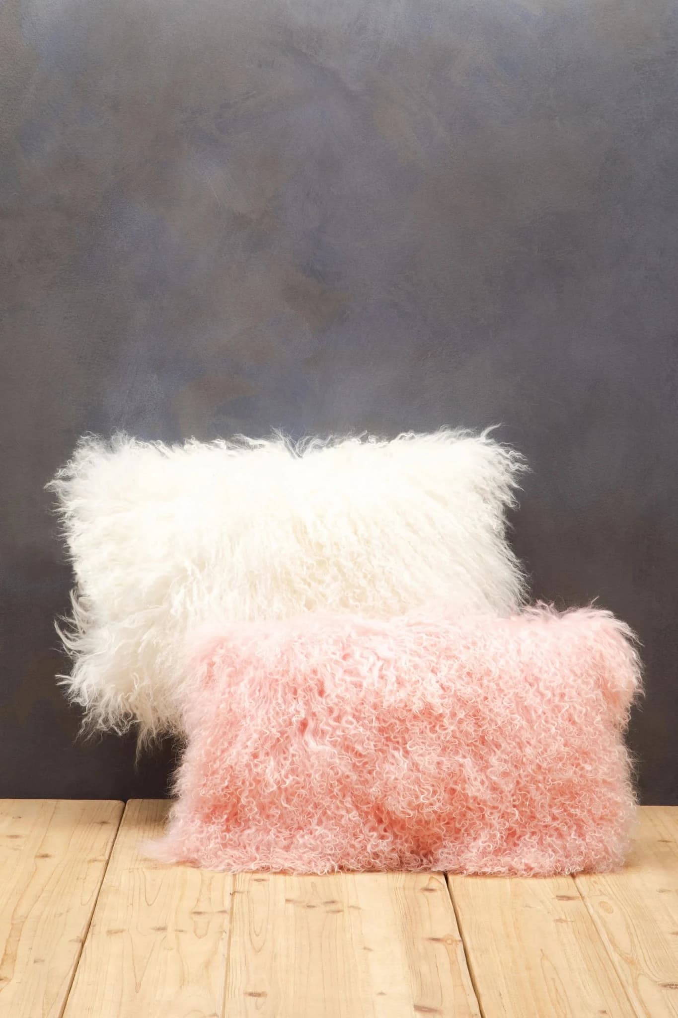 Bosie Real Mongolian Fur Pink Rectangular Cushion - Decorative, photo 2 of 5