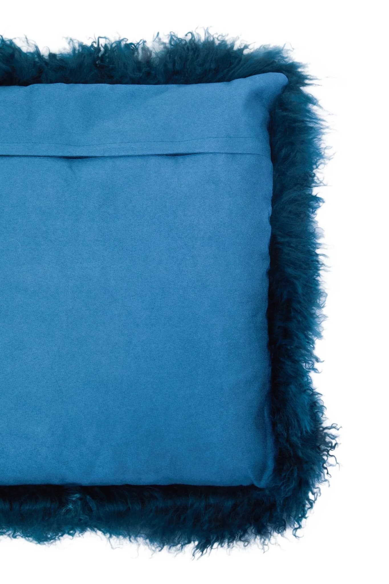Bosie Real Mongolian Fur Teal Square Cushion - Decorative, photo 7 of 8