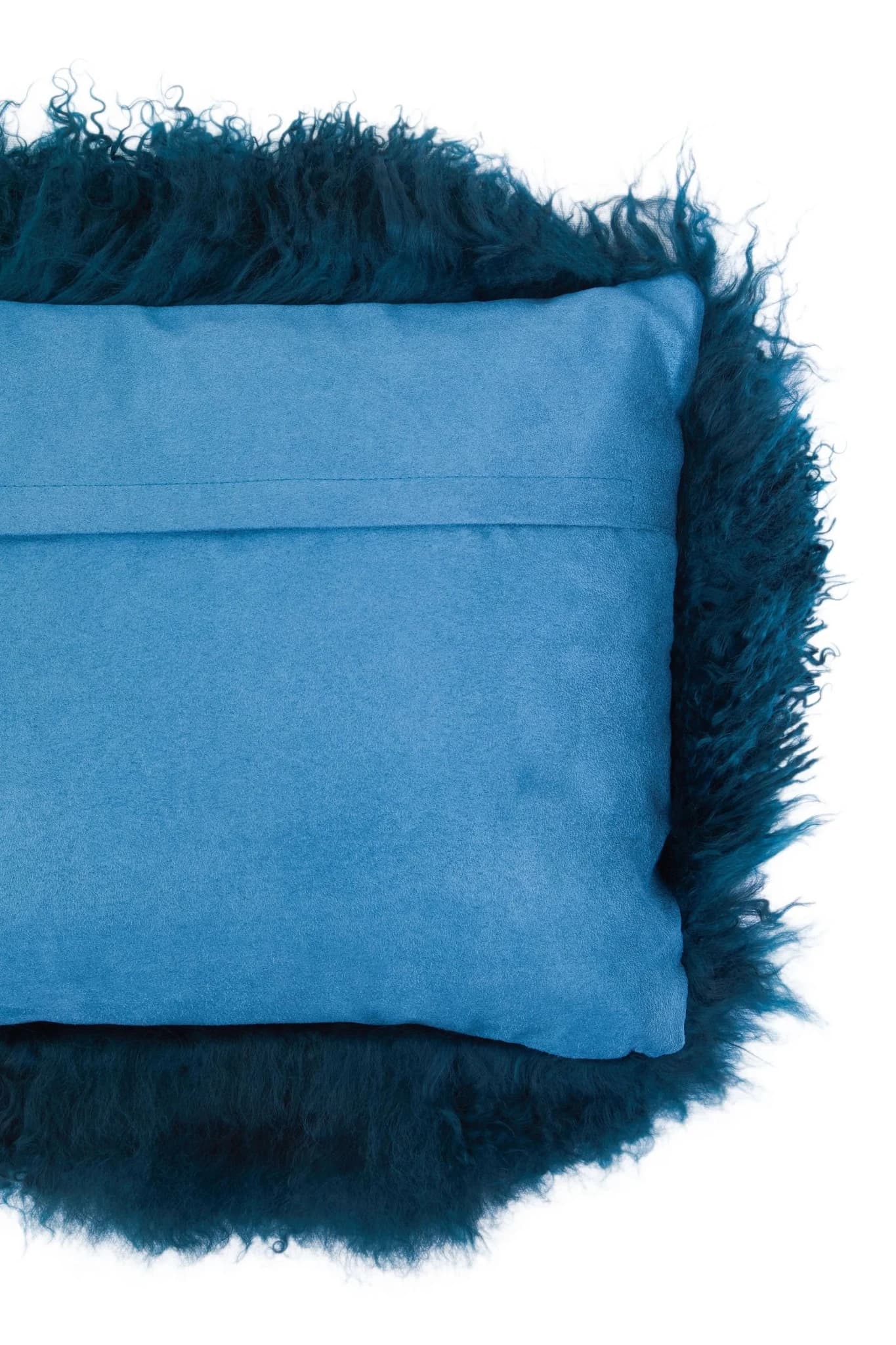 Bosie Real Mongolian Fur Teal Rectangular Cushion - Decorative, photo 2 of 4
