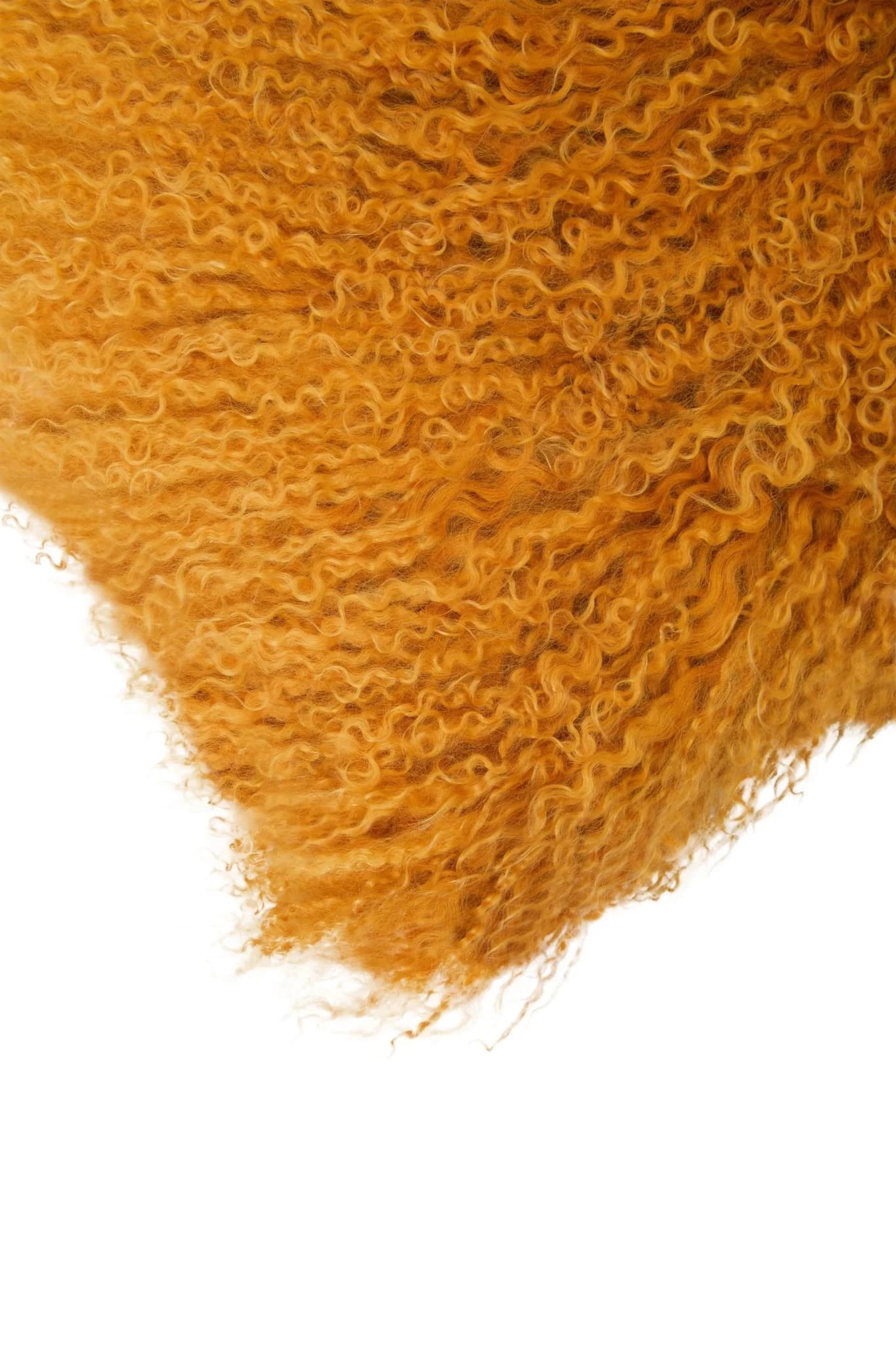 Bosie Real Mongolian Fur Ochre Rectangular Cushion - Decorative, photo 6 of 6