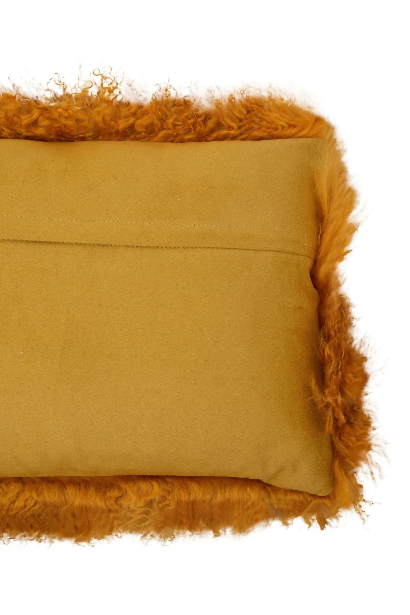 Bosie Real Mongolian Fur Ochre Rectangular Cushion - Decorative, photo 4 of 6
