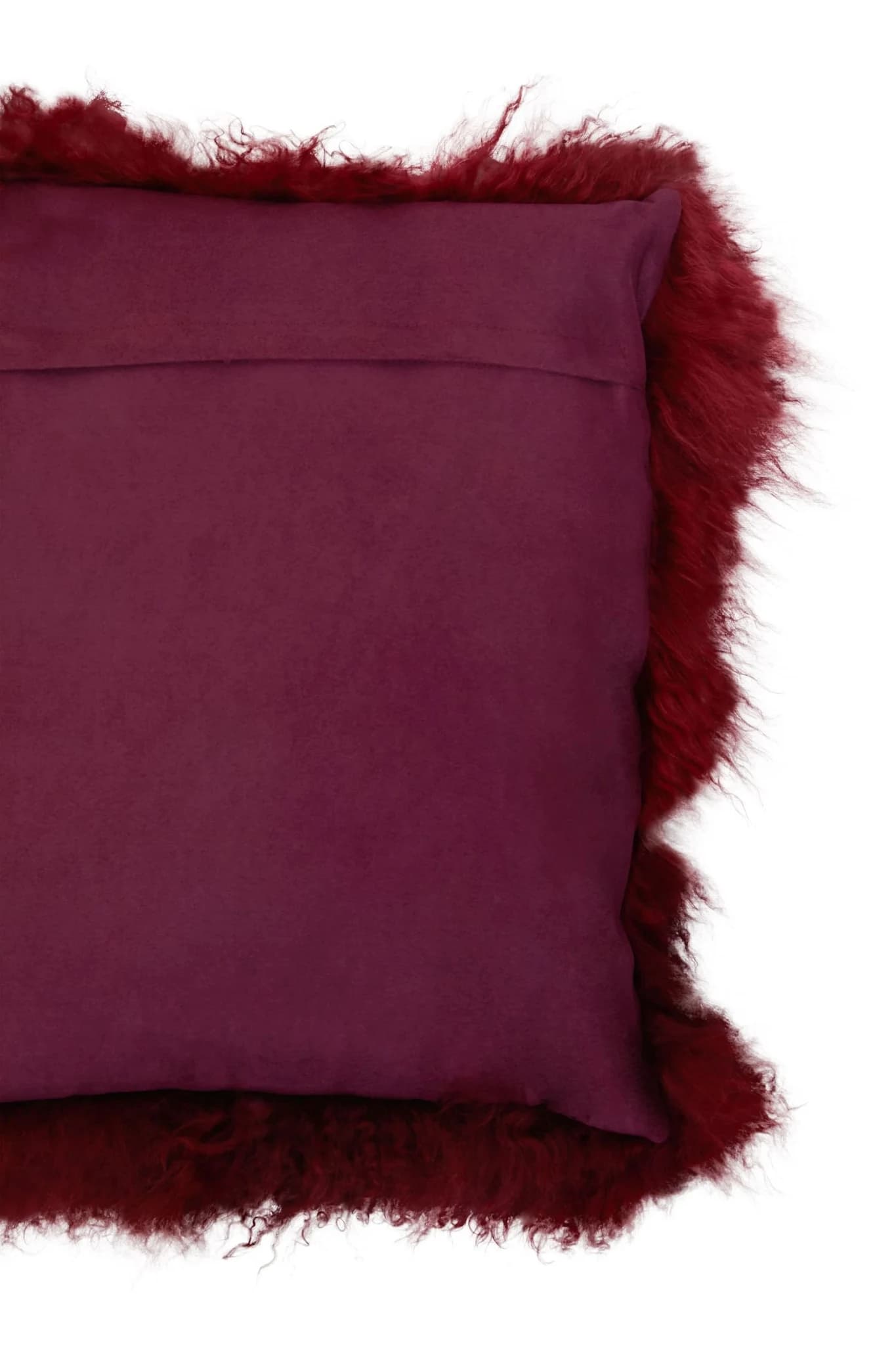 Bosie Real Mongolian Fur Maroon Square Cushion - Decorative, photo 7 of 8