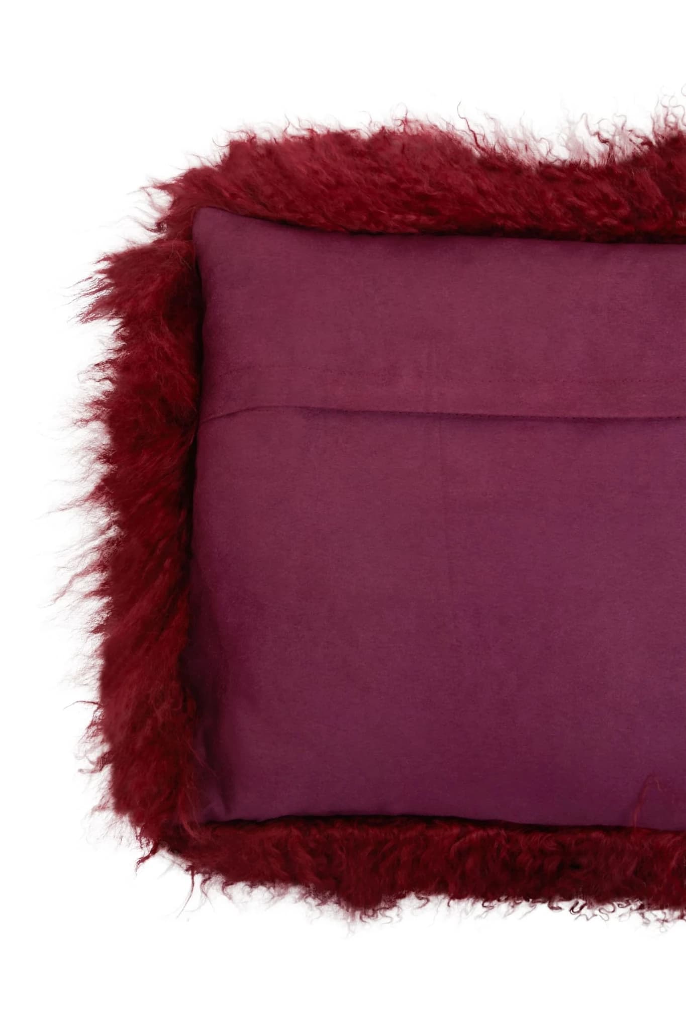 Bosie Real Mongolian Fur Maroon Rectangular Cushion - Decorative, photo 3 of 5