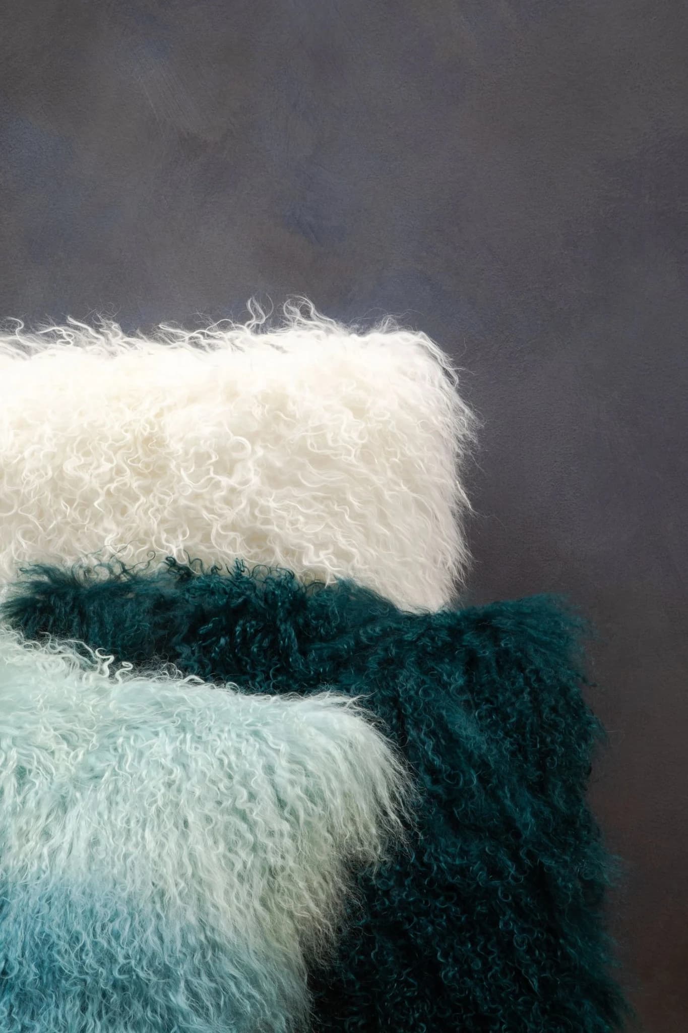 Bosie Real Mongolian Fur Blue Ombre Square Cushion - Decorative, photo 4 of 8