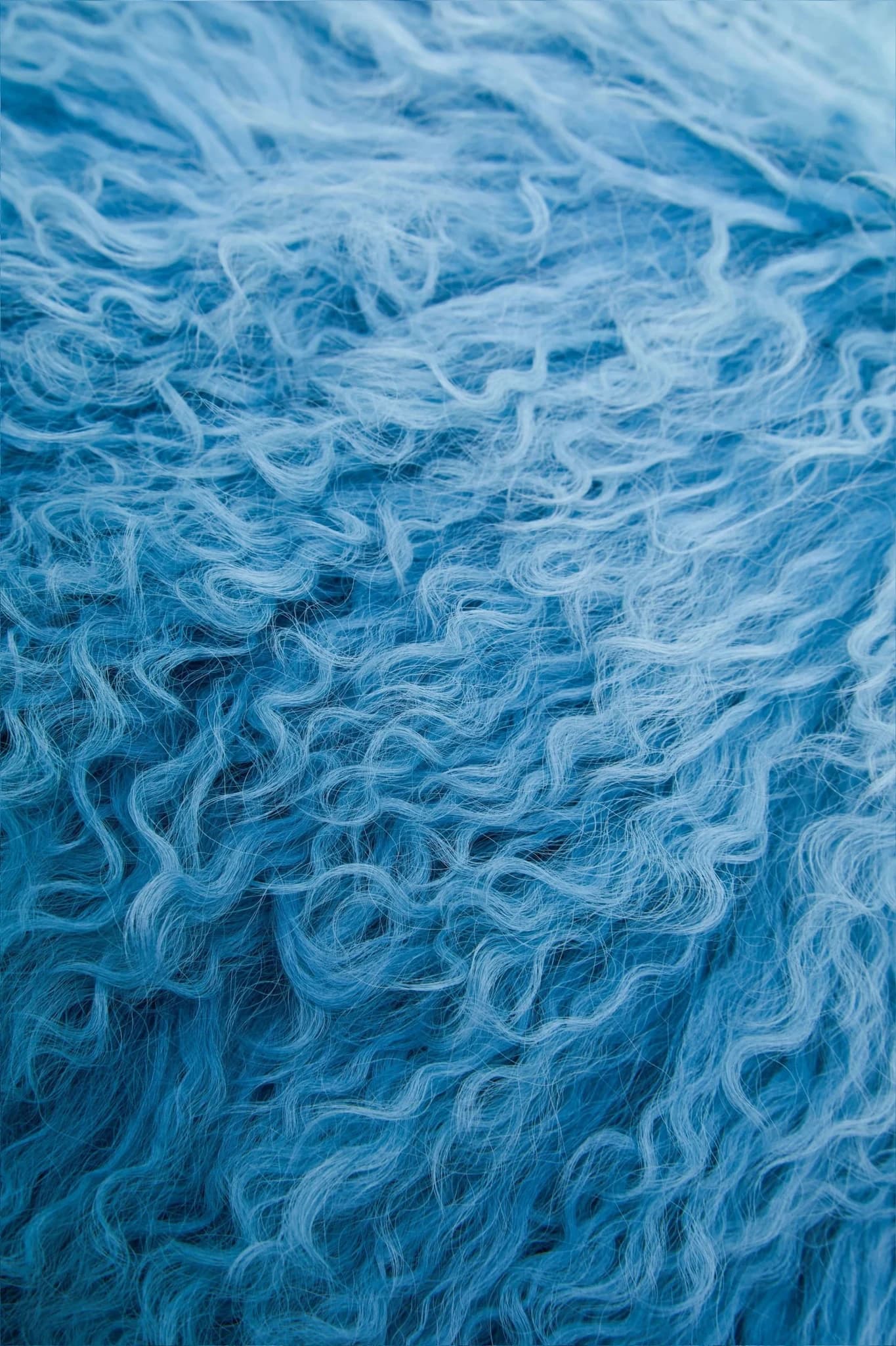 Bosie Real Mongolian Fur Blue Ombre Rectangular Cushion - Decorative, photo 7 of 8