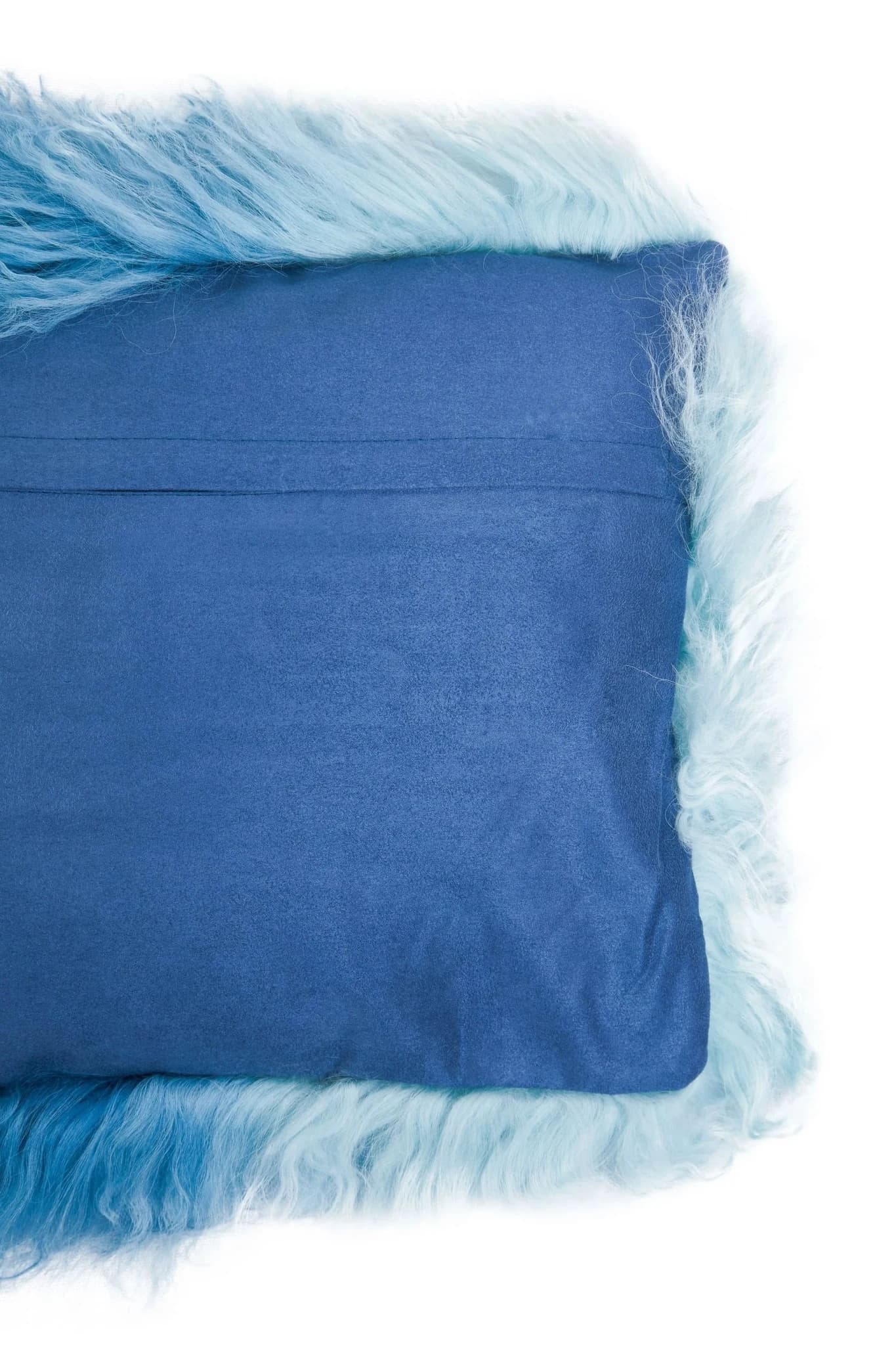 Bosie Real Mongolian Fur Blue Ombre Rectangular Cushion - Decorative, photo 6 of 8