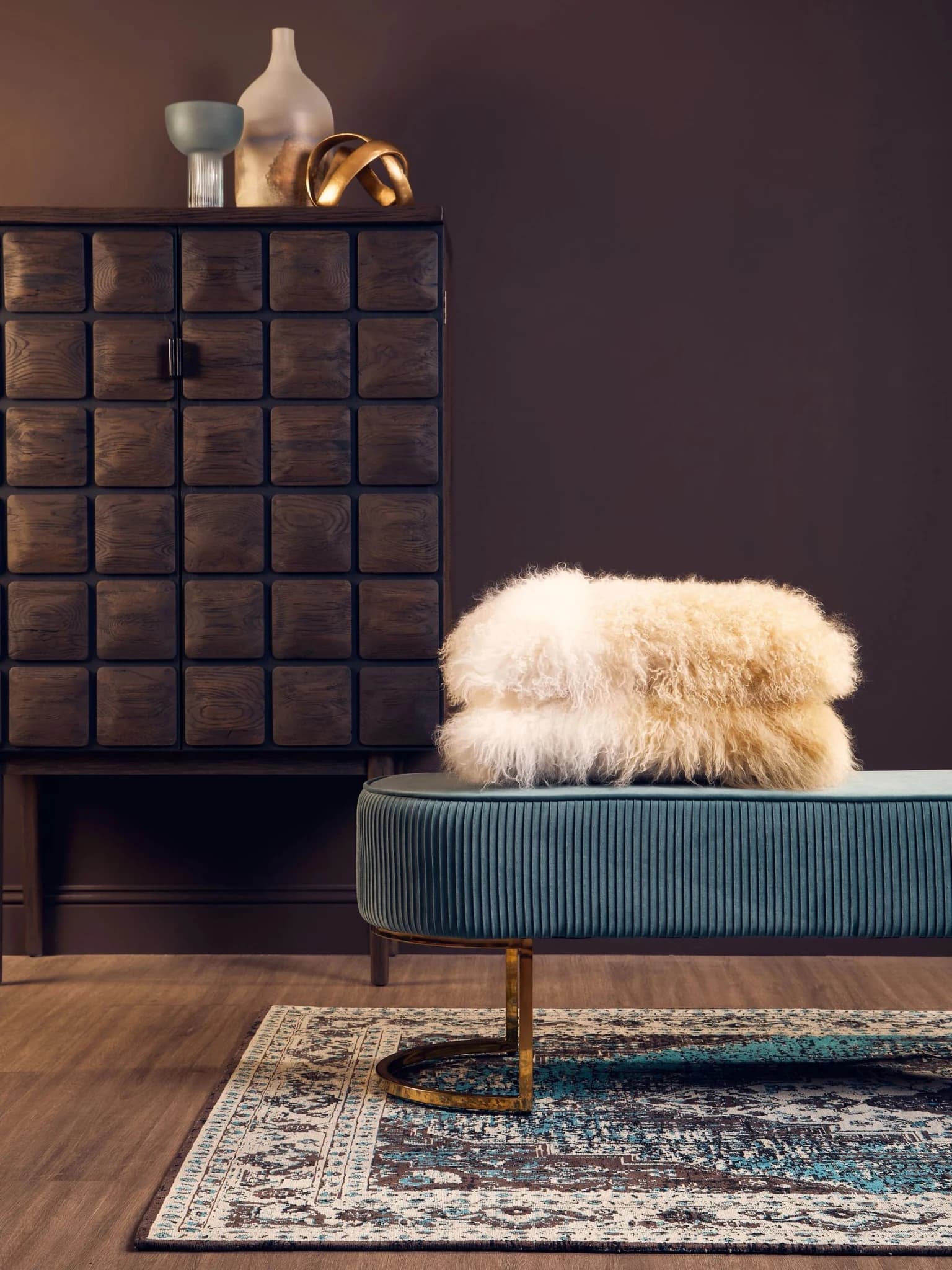 Bosie Real Mongolian Fur Natural Ombre Rectangular Cushion - Decorative, photo 3 of 8