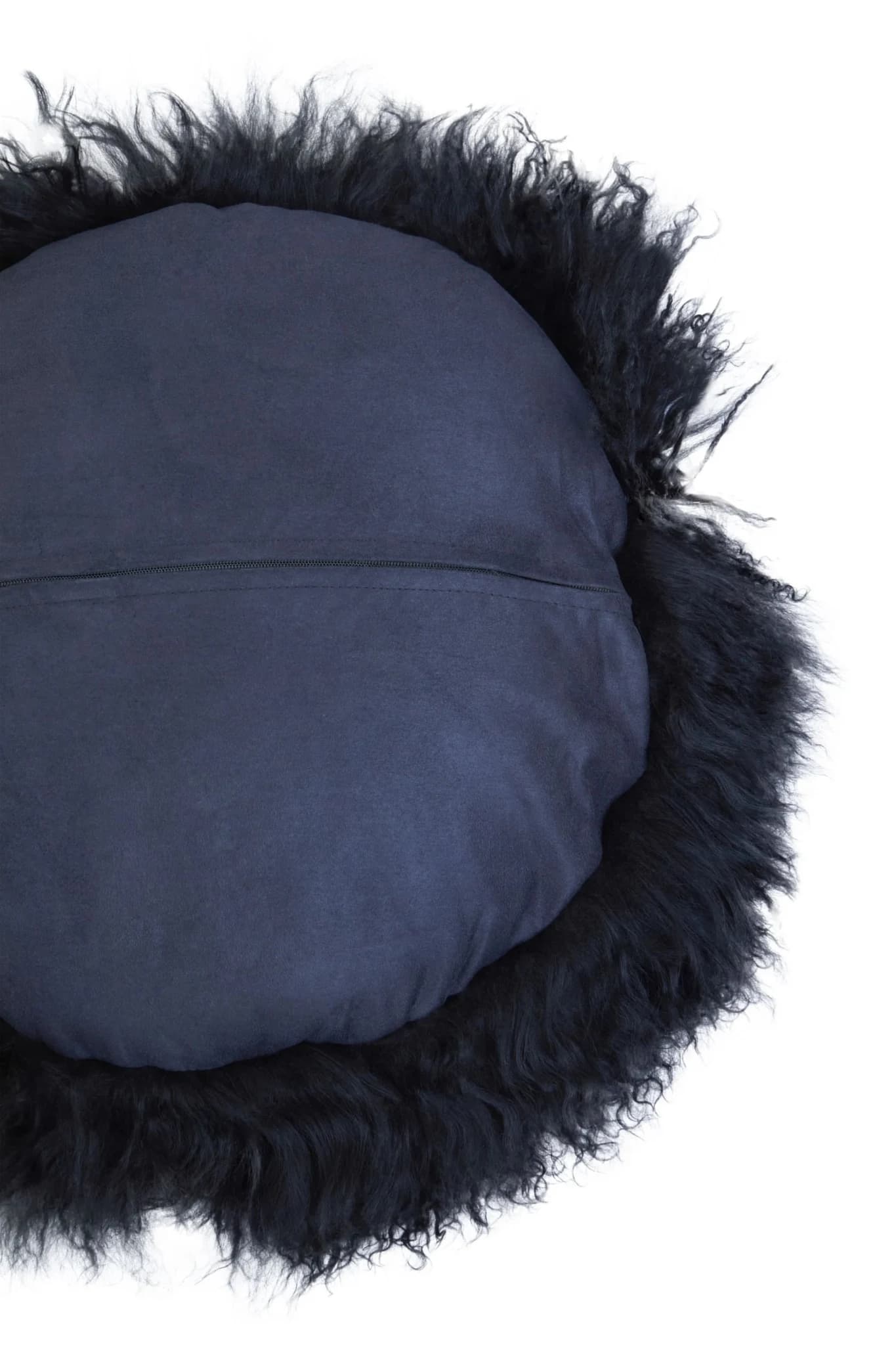 Bosie Real Mongolian Fur Black Round Cushion - Decorative, photo 7 of 8