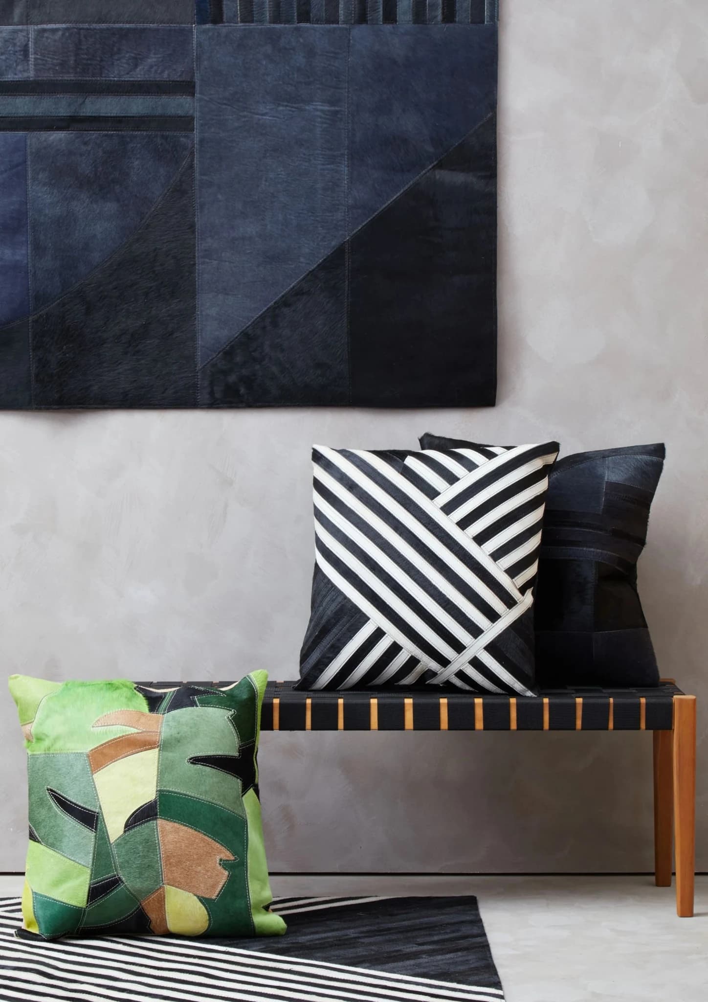 Bosie Safira Botanical Hair on Leather Cushion - Decorative, photo 2 of 7