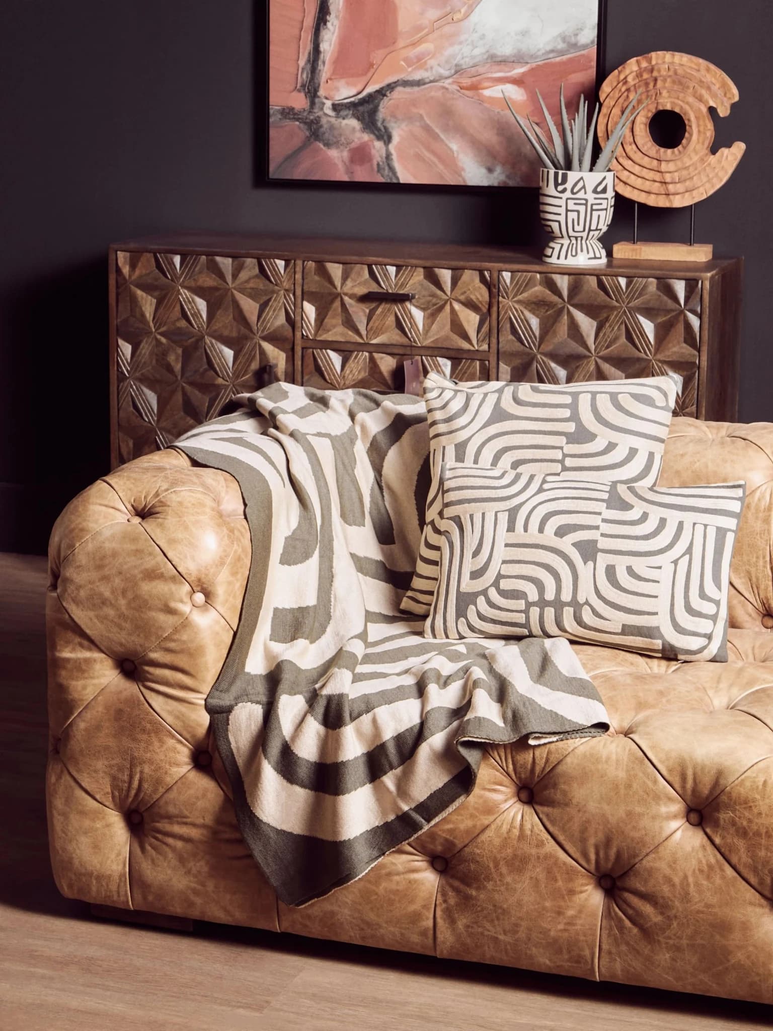 Bosie Ozella Natural And Green Throw - Decorative, photo 5 of 8