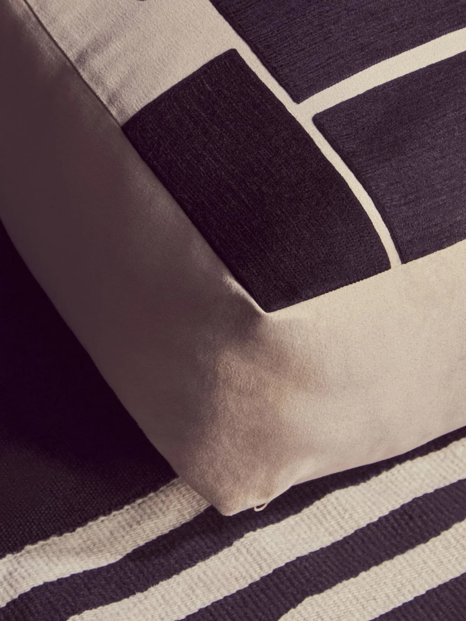 Bosie Ozella Natural And Black Square Floor Cushion - Decorative, photo 5 of 8