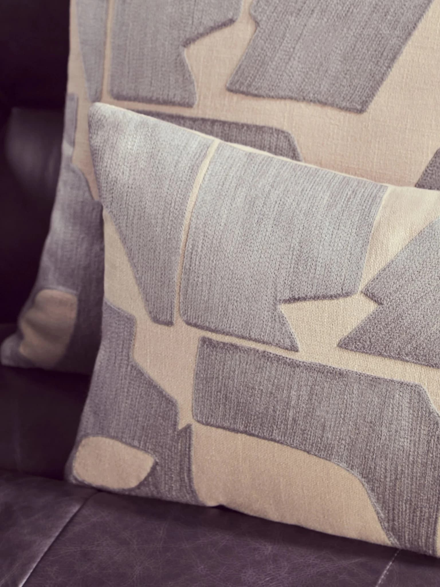 Bosie Ozella Natural And Grey Square Cushion - Decorative, photo 4 of 8