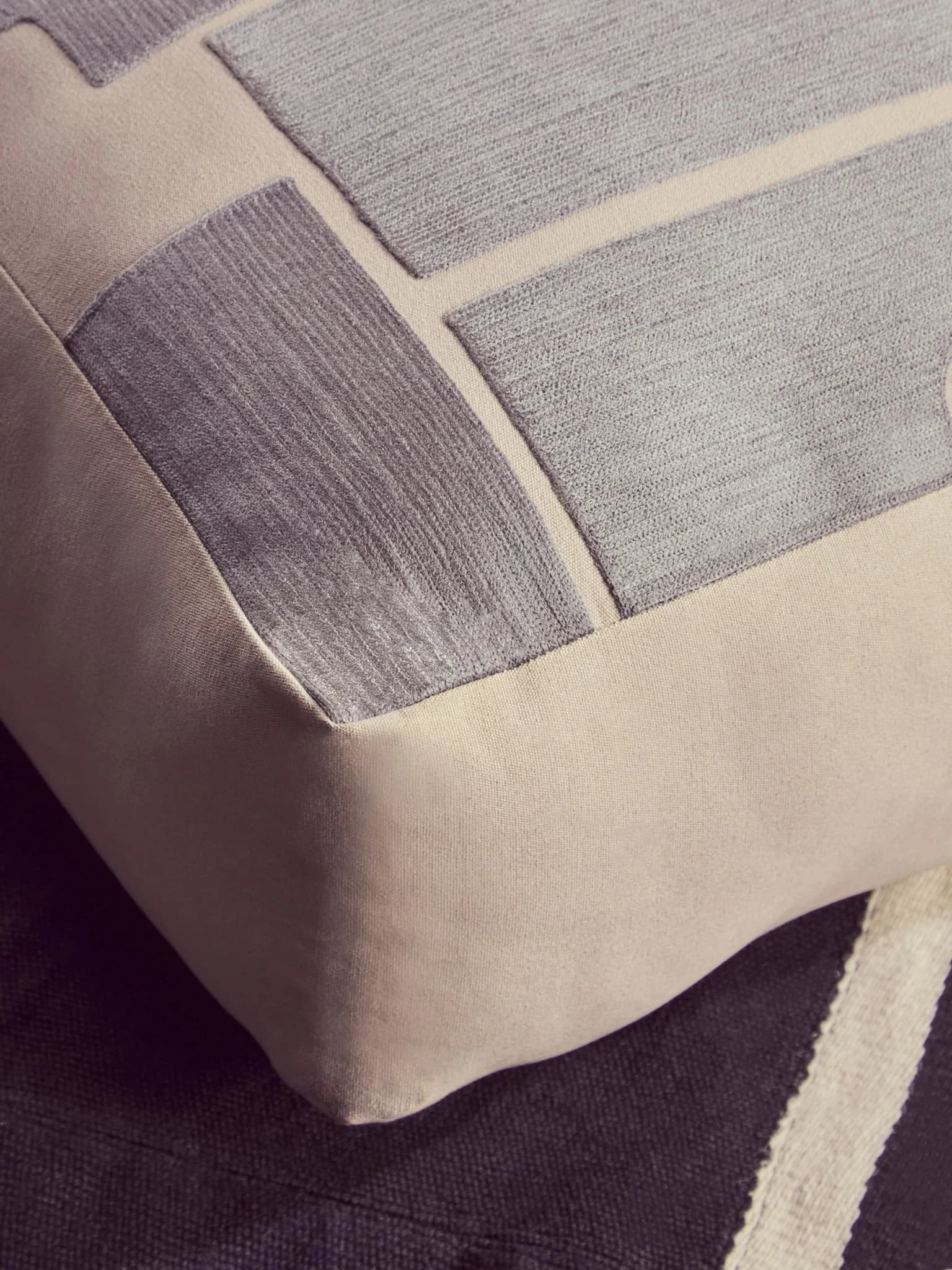 Bosie Ozella Natural And Grey Square Floor Cushion - Decorative, photo 4 of 8