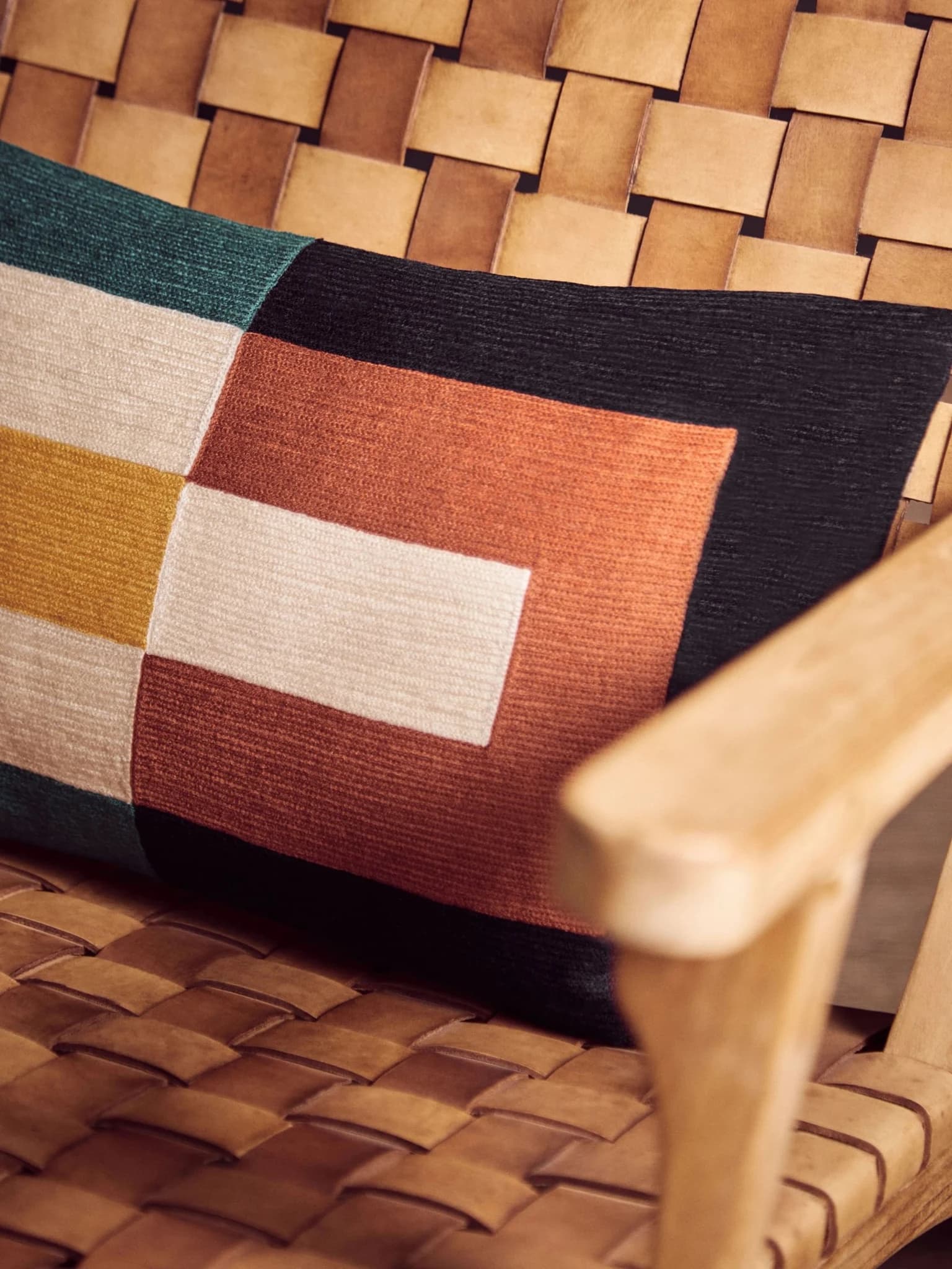 Bosie Ozella Multi Coloured Geometric Design Rectangular Cushion - Decorative, photo 2 of 8