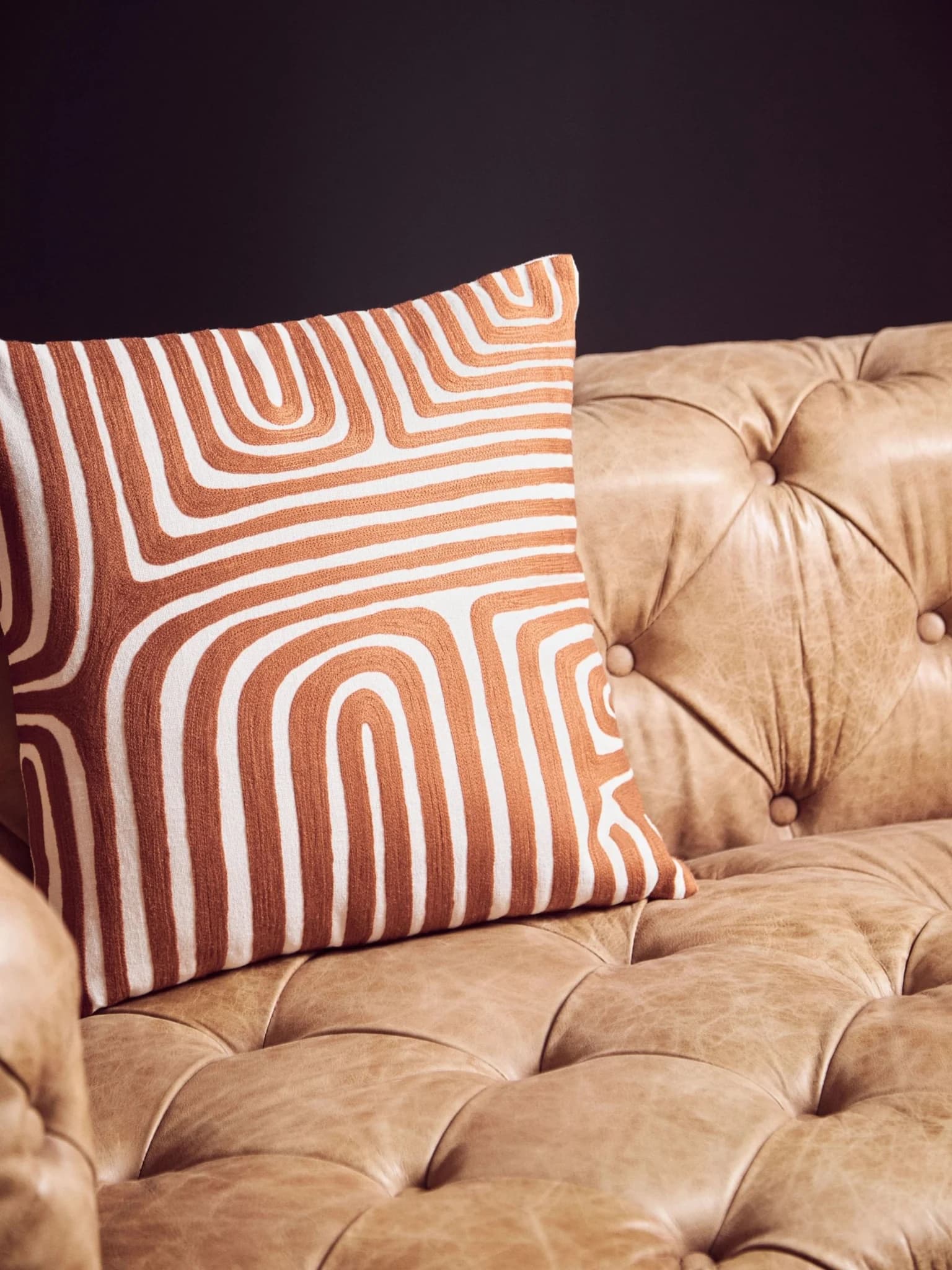 Bosie Ozella Rust and White Square Cushion - Decorative, photo 8 of 8