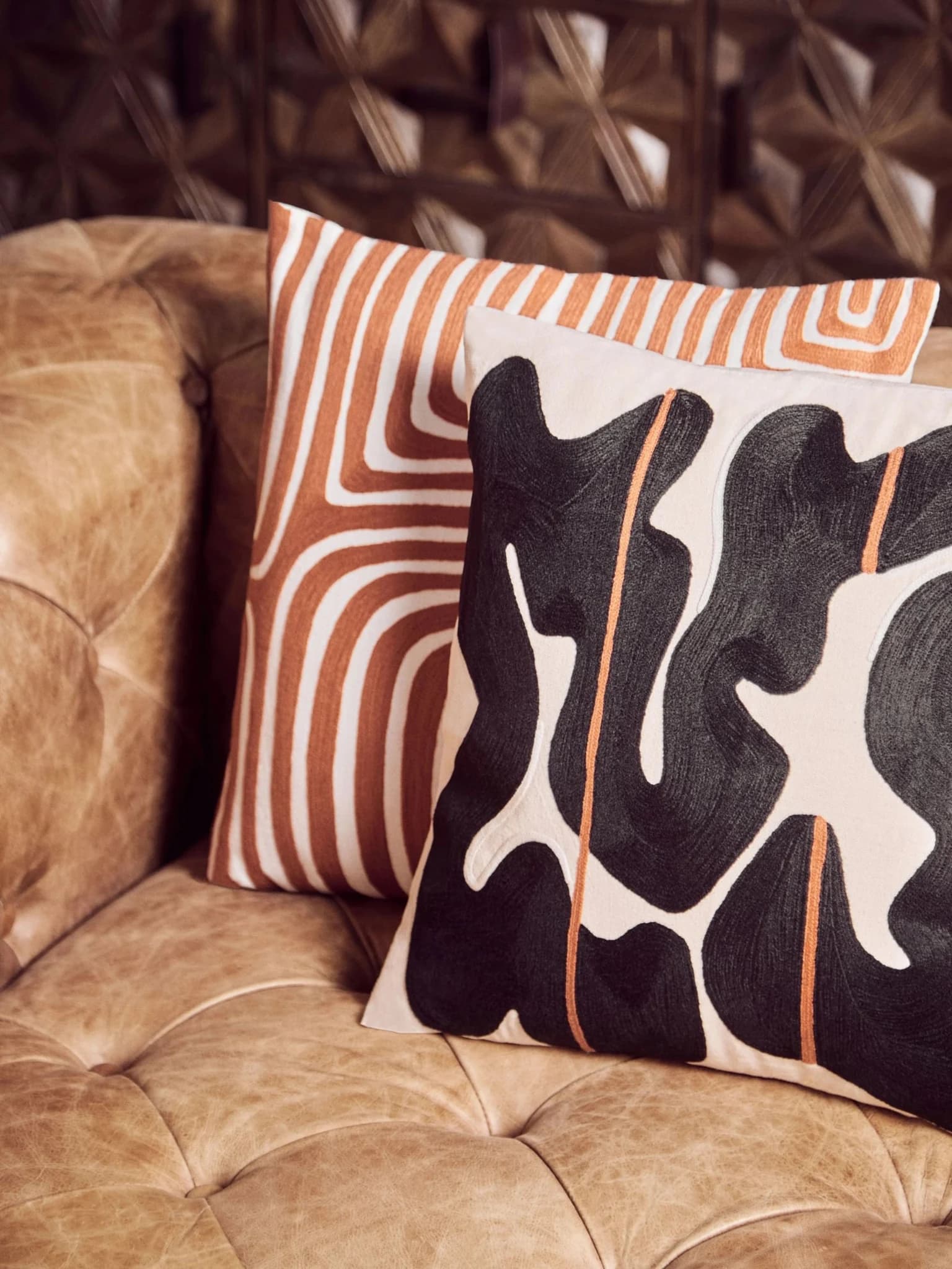 Bosie Ozella Rust and White Square Cushion - Decorative, photo 5 of 8