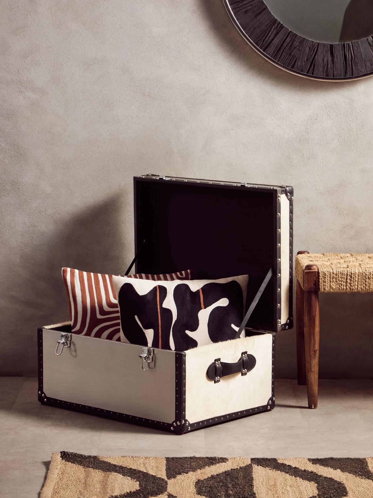 Bosie Ozella Rust and White Square Cushion - Decorative, photo 3 of 8