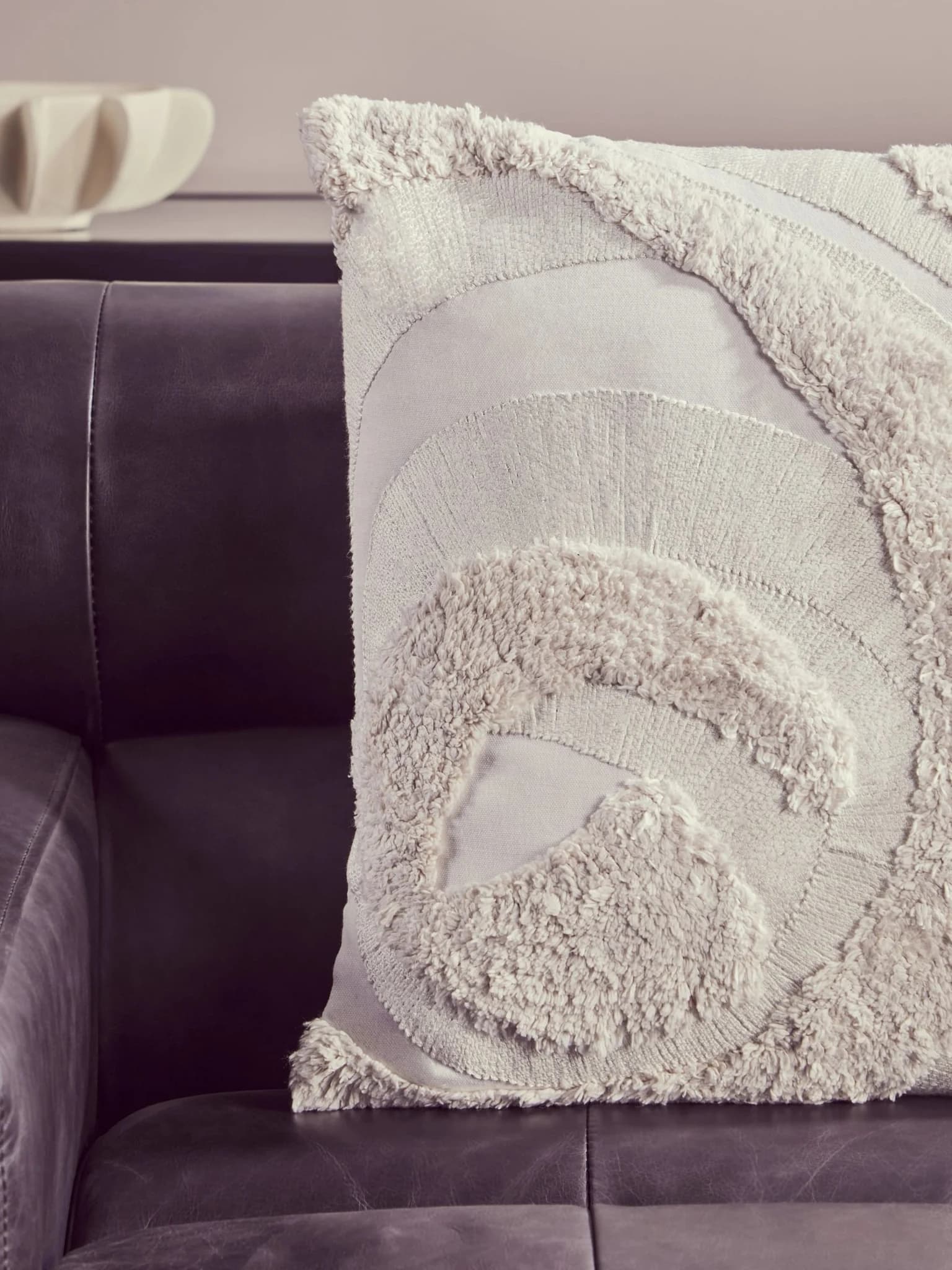 Bosie Ozella Cream Textured Square Cushion - Decorative, photo 4 of 8