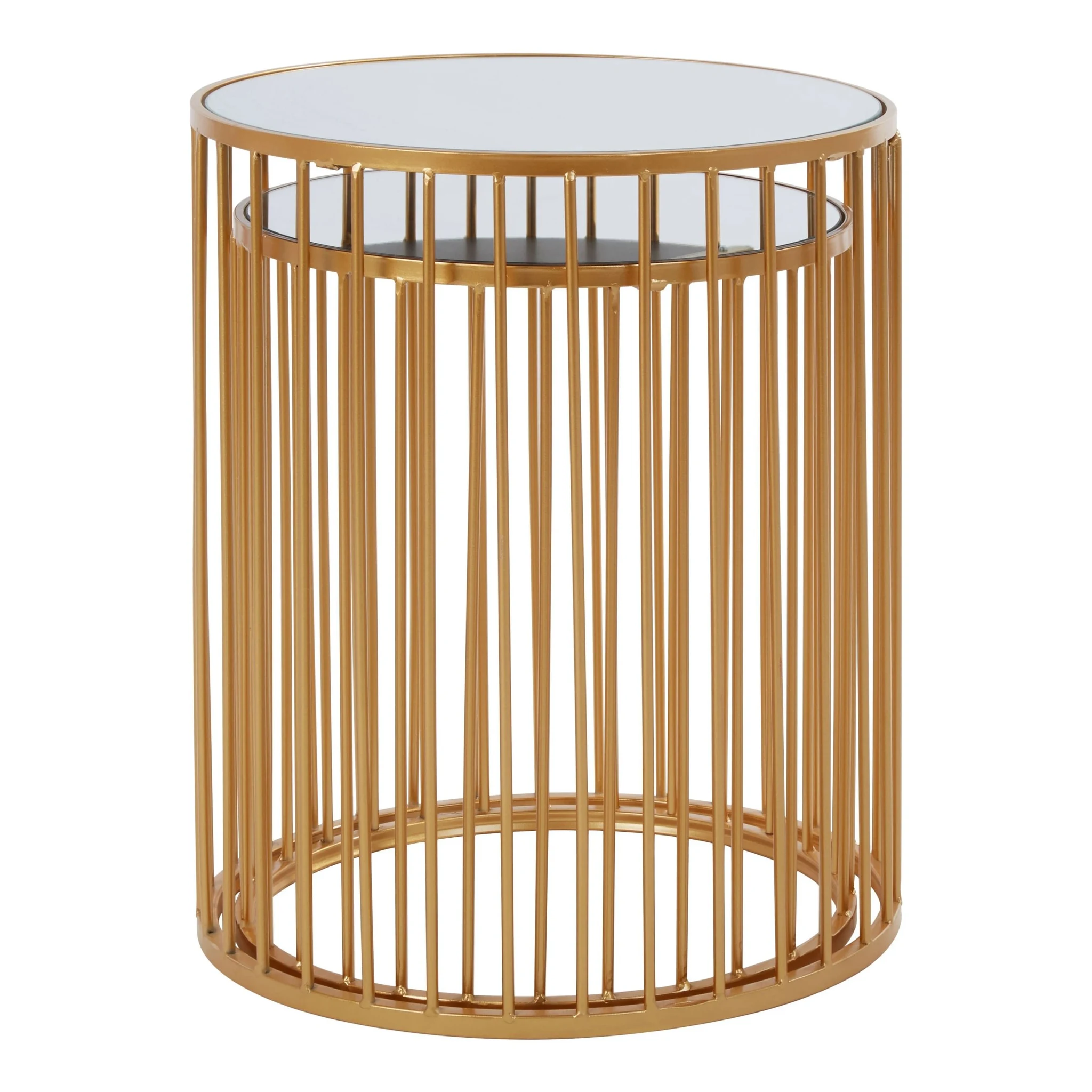 Avantis Gold and Mirror Top Set of 2 Round Side Tables - Tables, photo 6 of 8