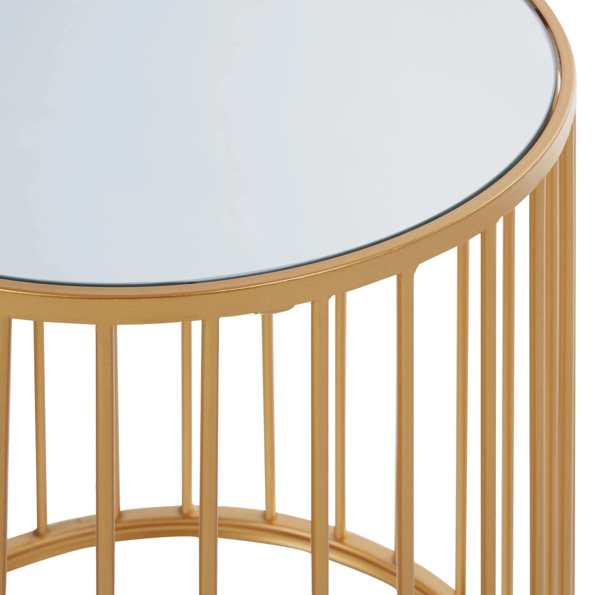 Avantis Gold and Mirror Top Set of 2 Round Side Tables - Tables, photo 8 of 8