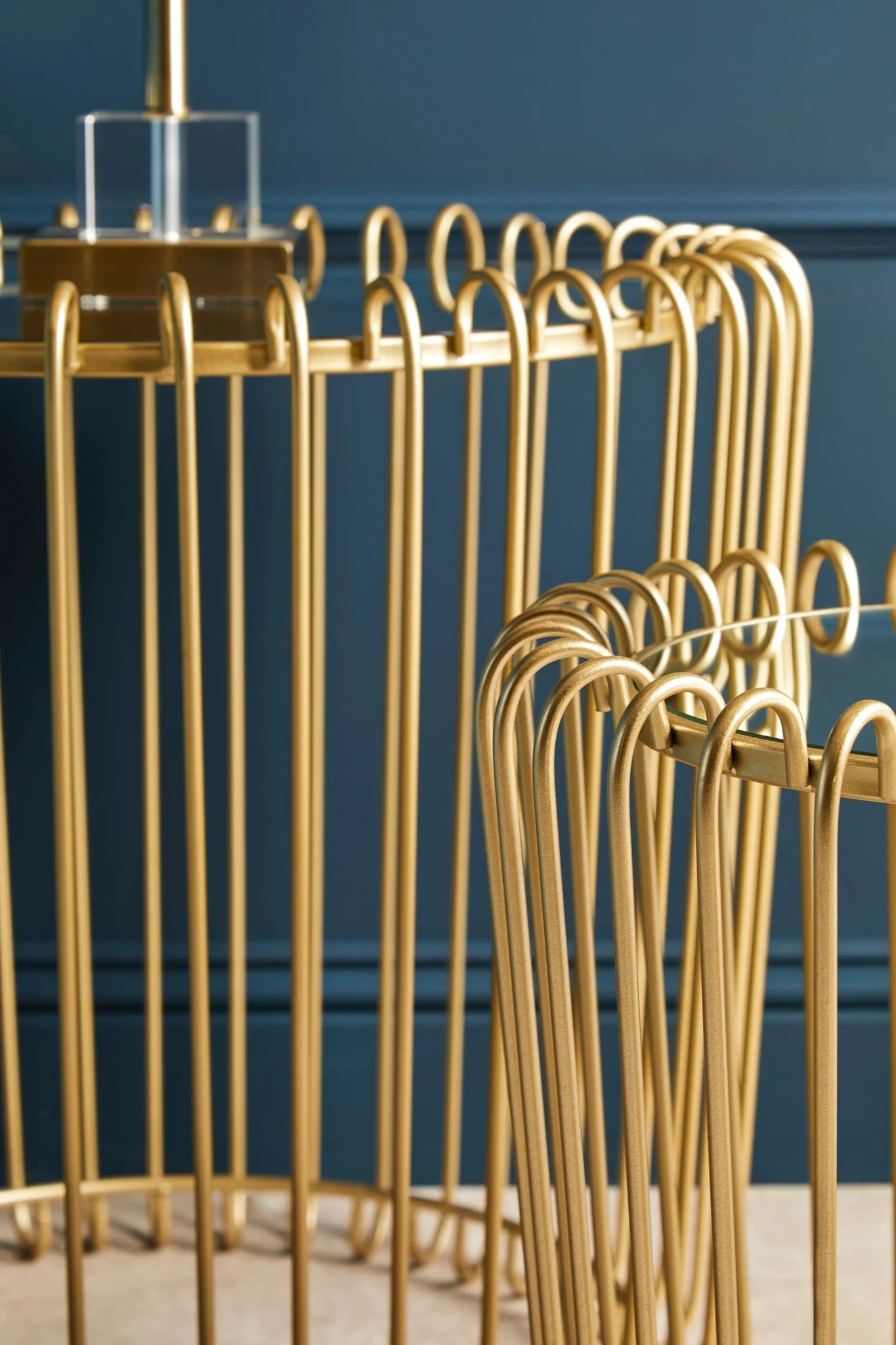 Avantis Set Of Two Champagne Wireframe Side Tables - Tables, photo 2 of 7