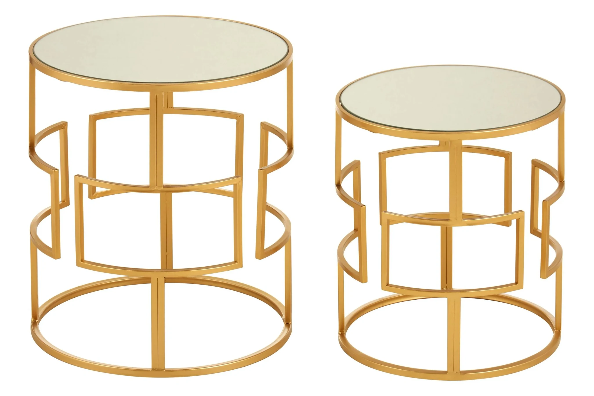 Avantis Set Of Two Gold Metal Round Side Tables - Tables, photo 3 of 5