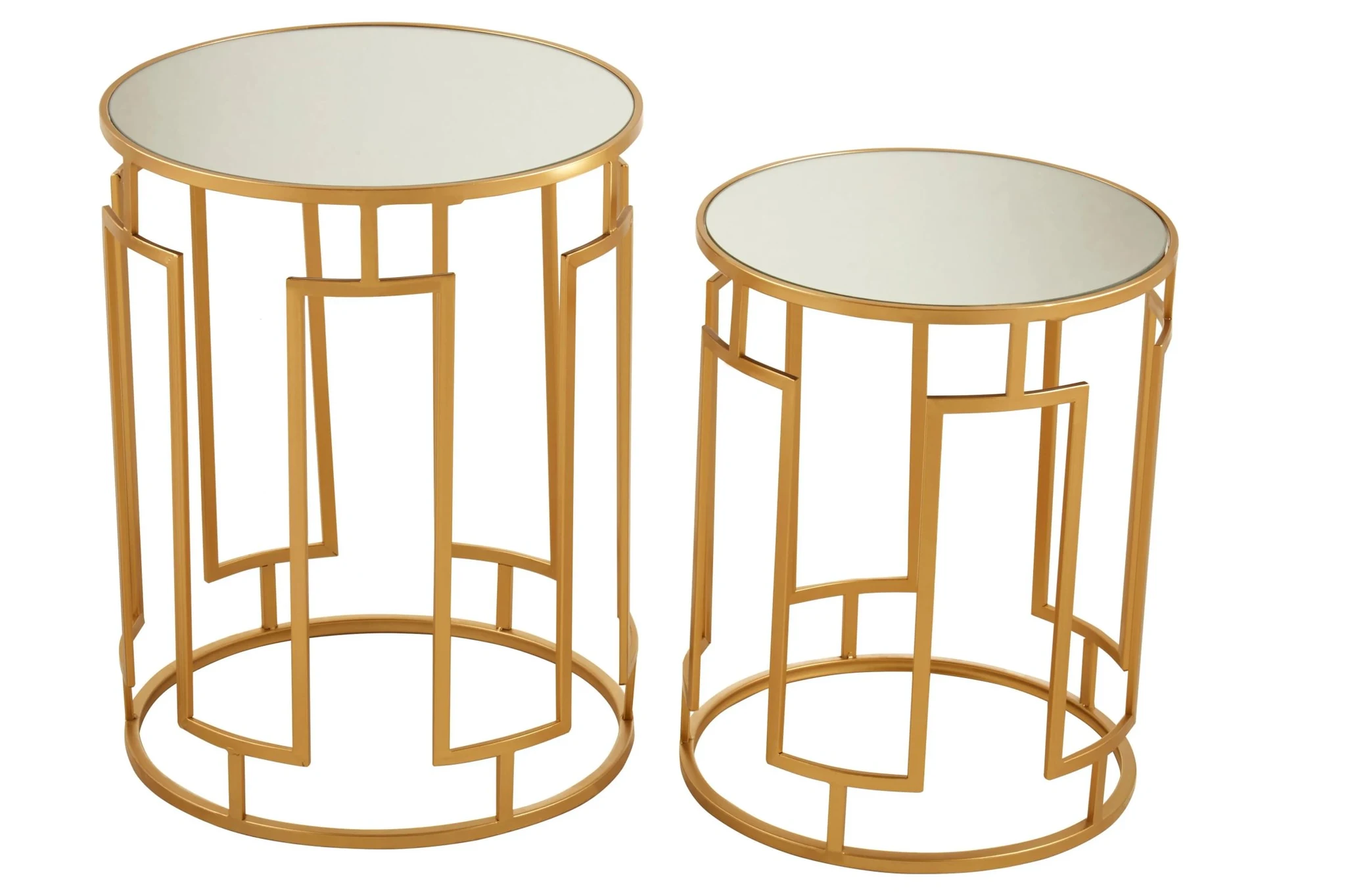 Avantis Set Of 2 Mirrored Top Round Side Tables - Tables, photo 3 of 5
